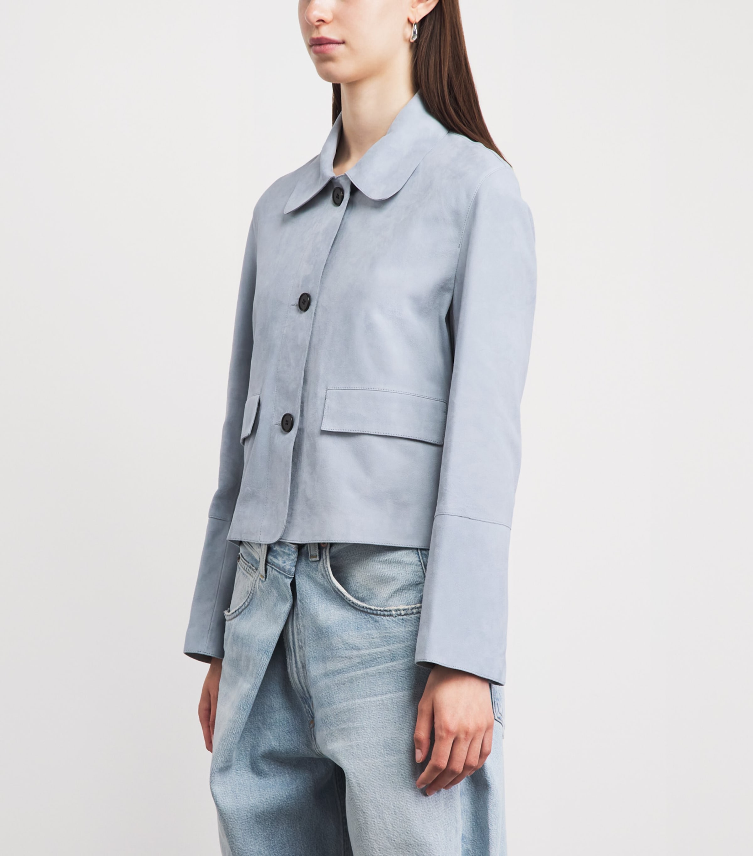 Arma Womens Lamb Suede Fem Tailored Jacket Vintage Bl Image 4