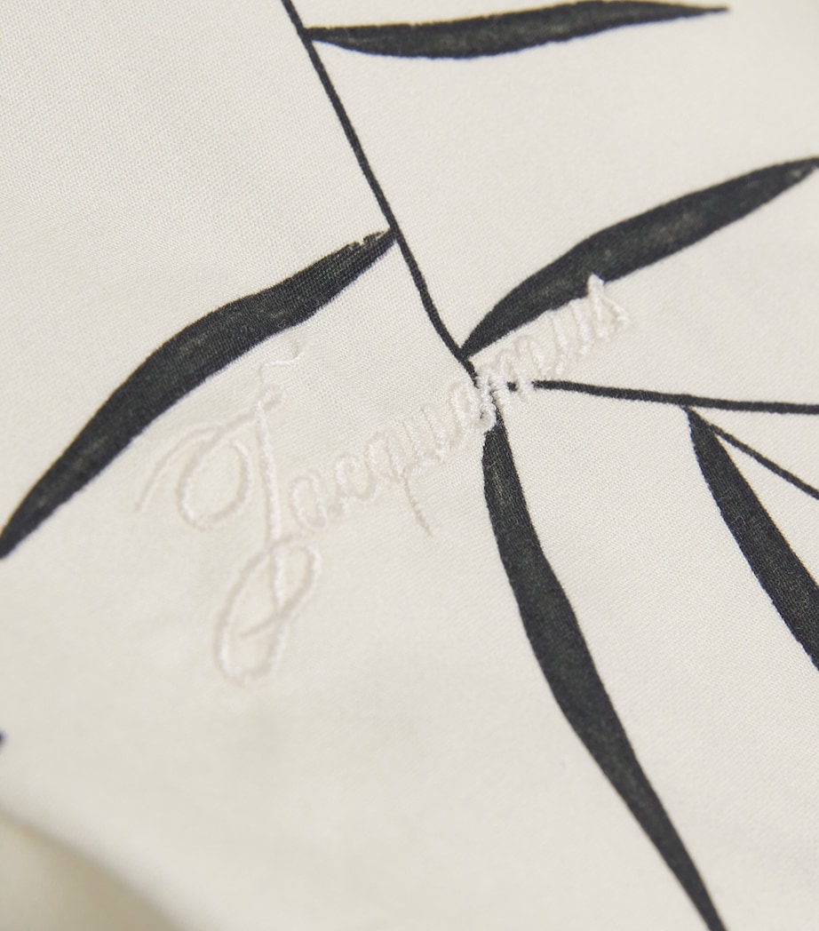 Cotton Leaf Motif Shirt 1KL-PRIN FOL OFF W/B Image 5