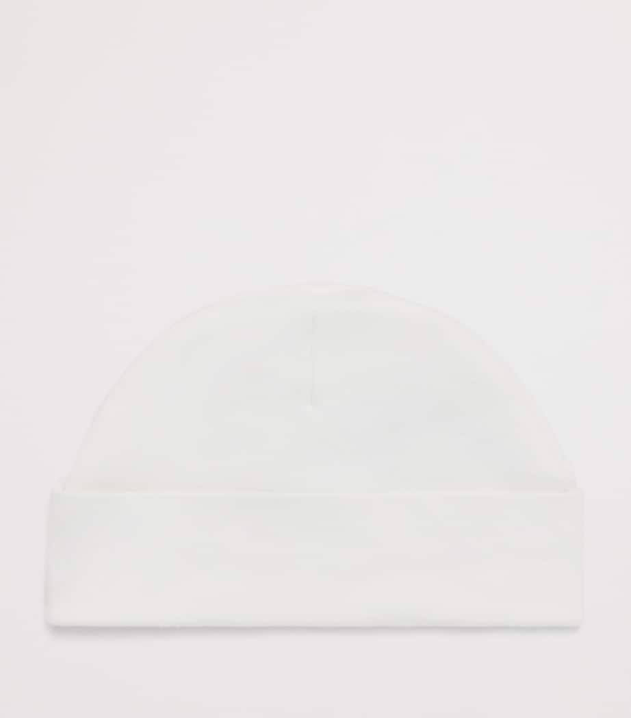 PAINT MY DREAMS Cotton Embroidered ‘P’ Beanie White Image 2