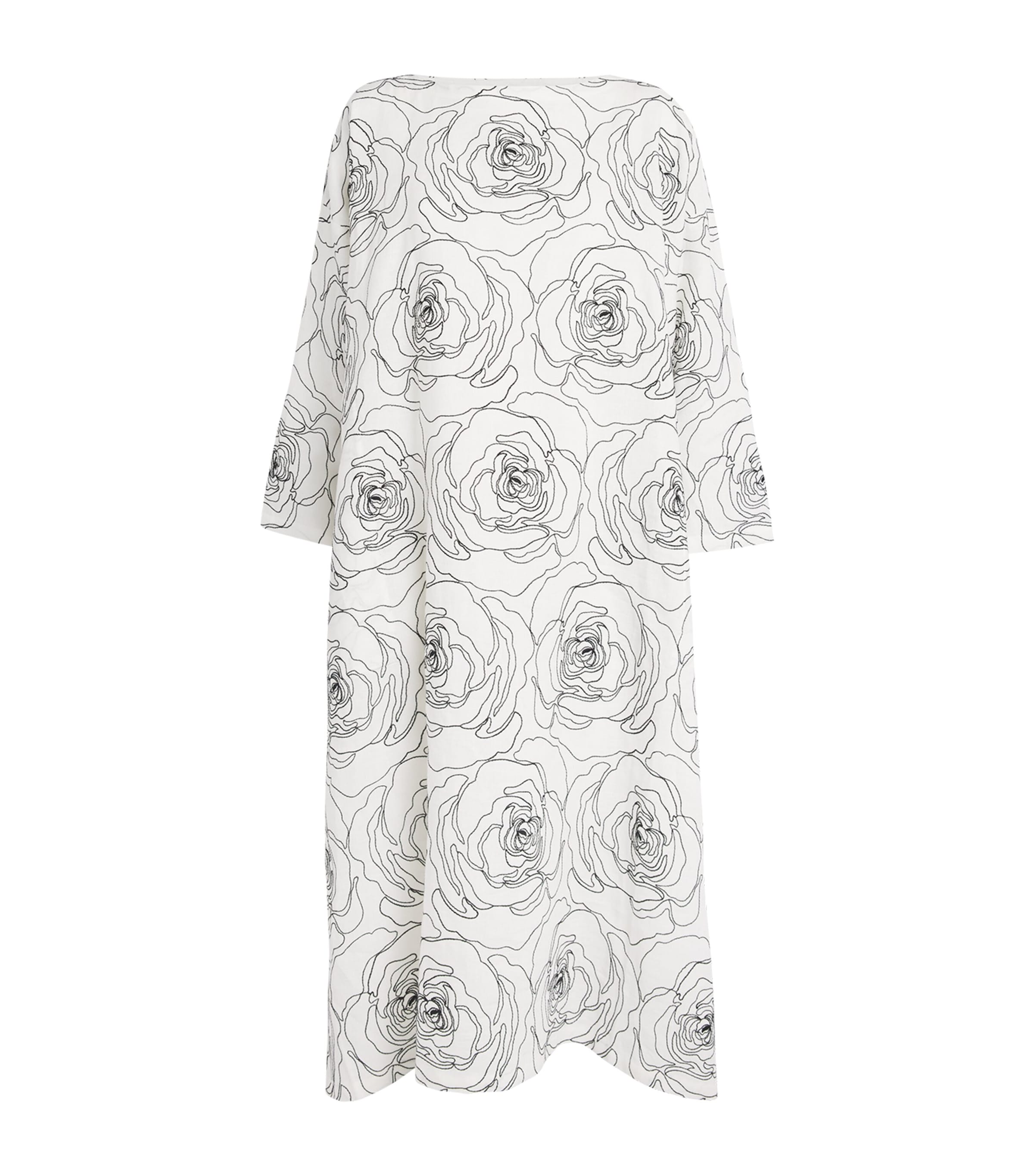 Eskandar Linen-cotton Embroidered Midi Dress In White