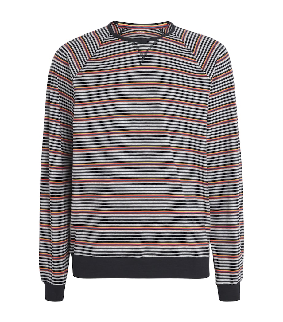 Stretch-Cotton Artist Stripe Hoxton Lounge T-Shirt BLACK Image 1