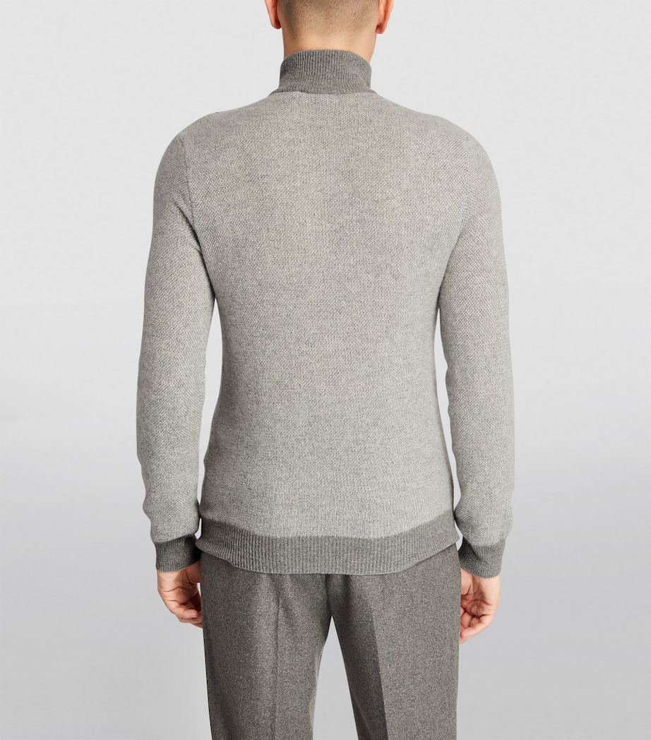Ralph Lauren Purple Label Mens Cashmere Half-Zip Sweater Classic Grey Heather Image 4