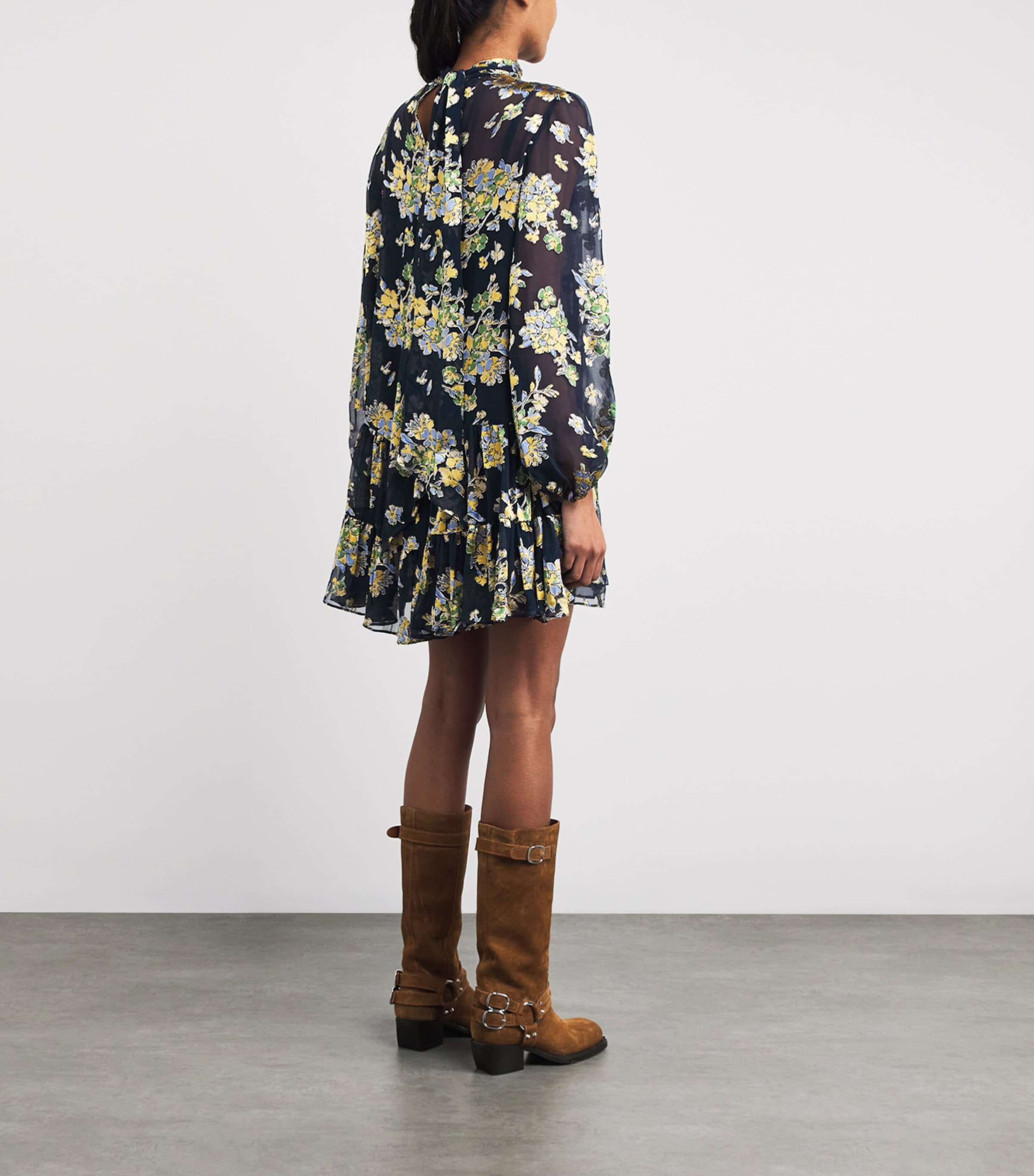 Anaya Mini Dress BOUQUET DEVORE NAVY Image 3