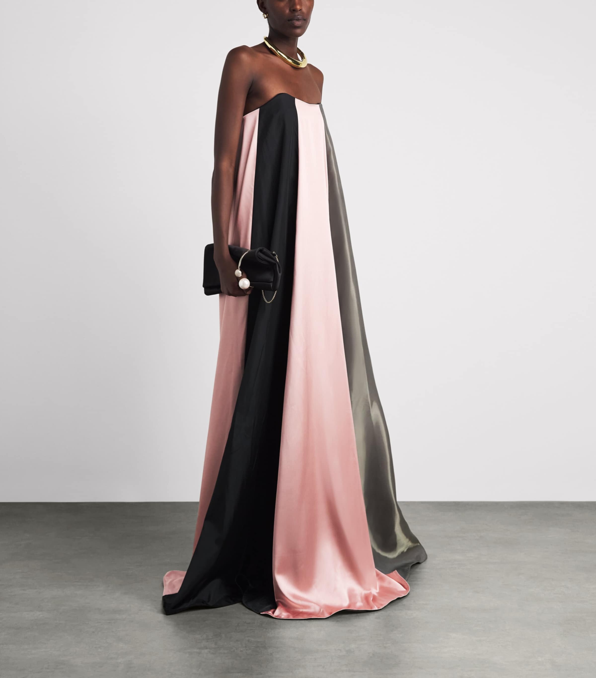 Ziyad Buainain Womens Satin Strapless Gown Image 2