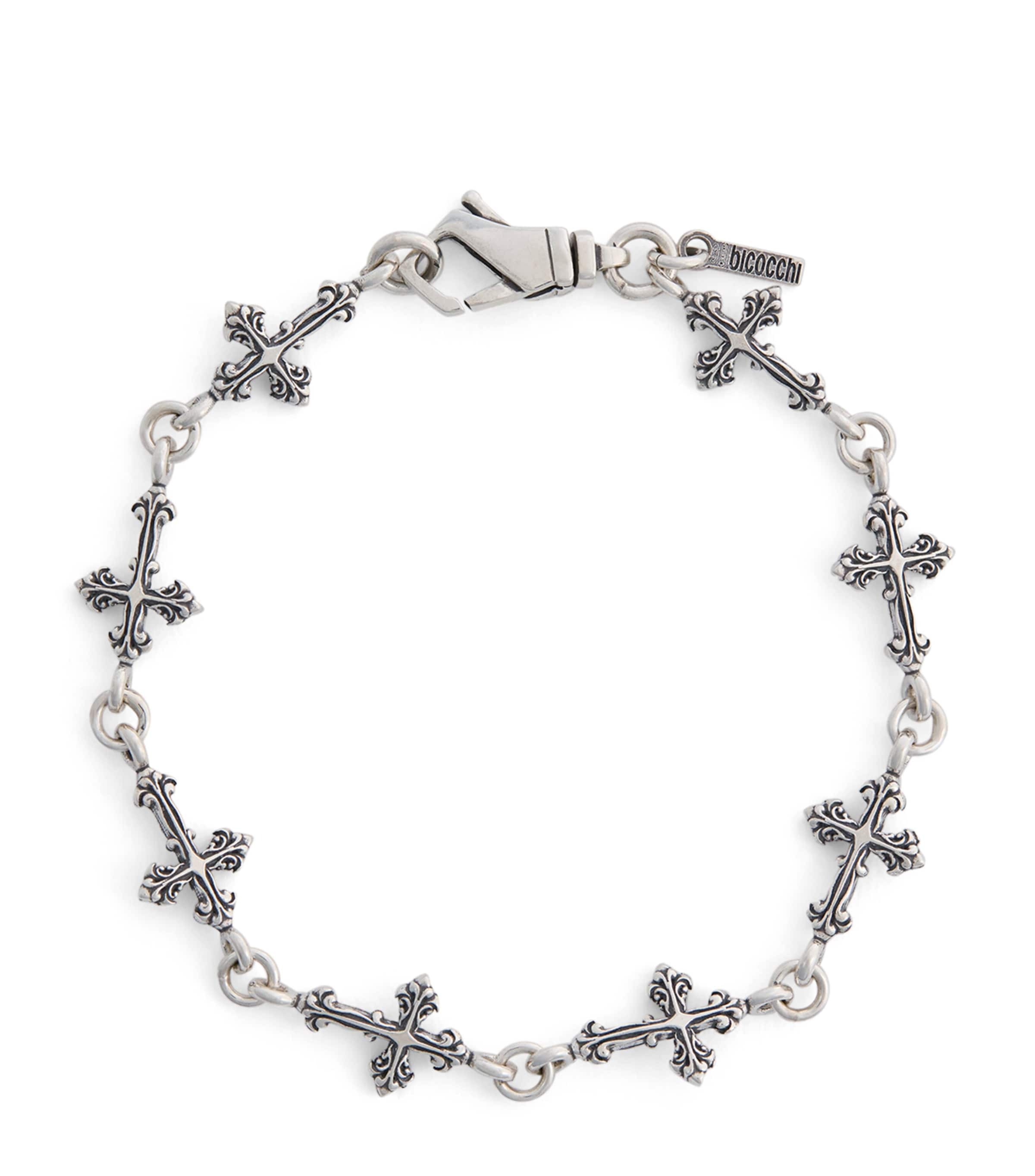 Shop Emanuele Bicocchi Sterling Silver Avelli Cross Bracelet