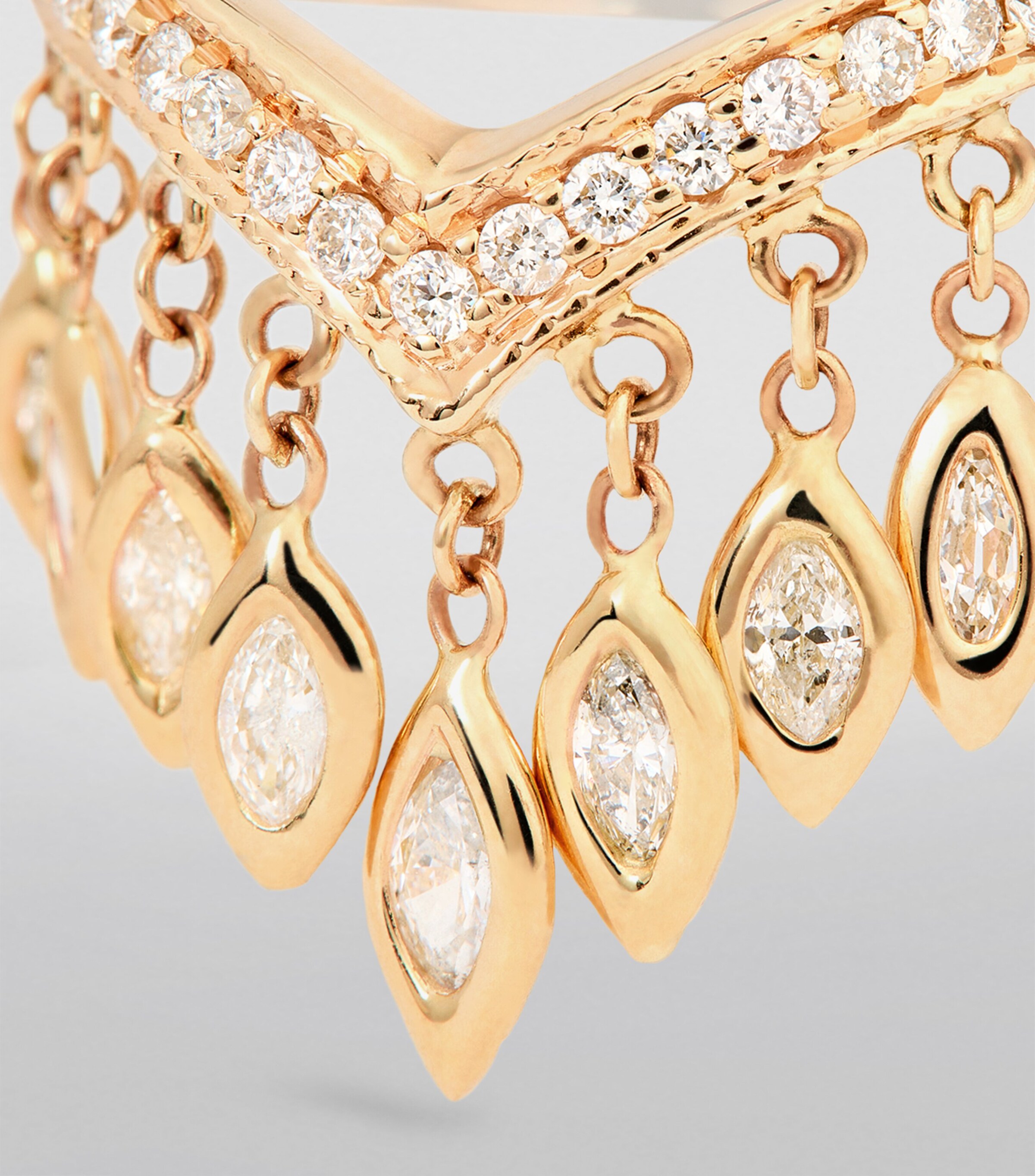 Jacquie Aiche Yellow Gold and Diamond Fringe Wishbone Ring Yellow Gold Image 5