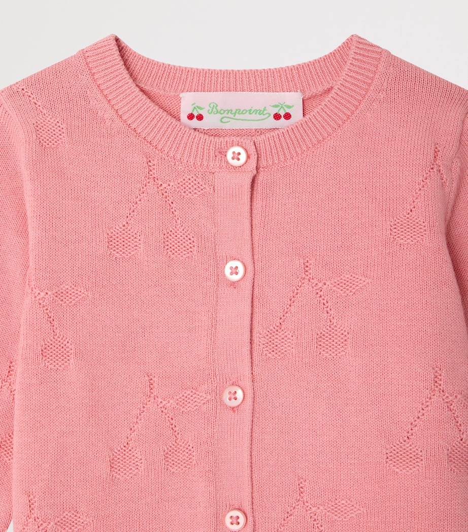 Bonpoint Cotton Intarsia Teyana Cardigan (6-18 Months) Rose Bonbon Image 3
