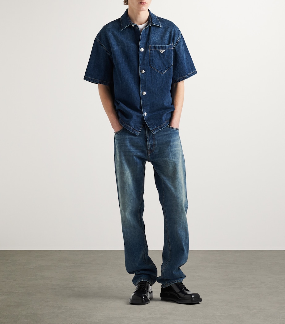 Dark-Wash Denim Shirt F0008 Image 2