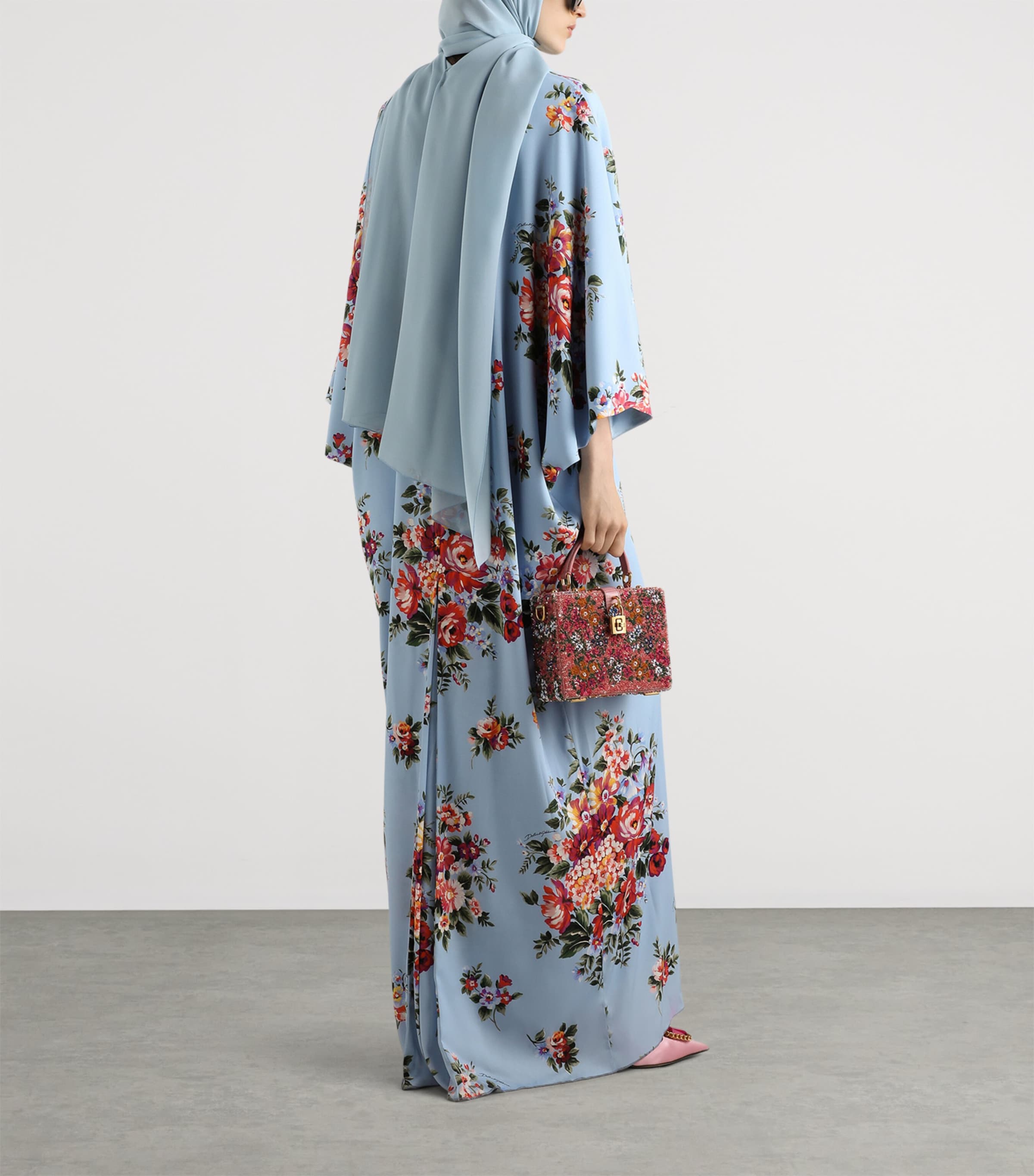 Dolce&Gabbana Womens Silk-Blend Floral Maxi Dress Mazz Image 4