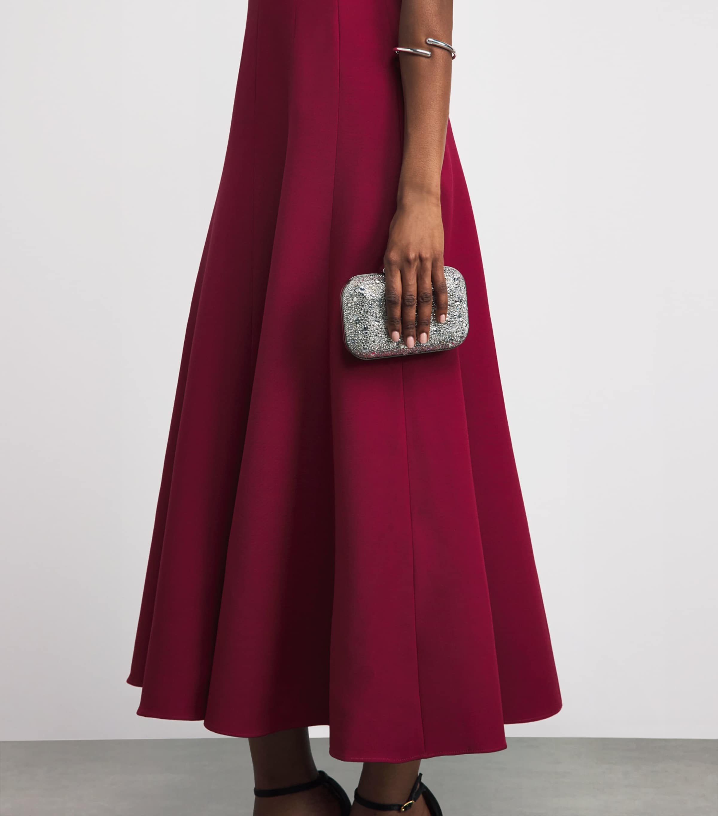 Roland Mouret Womens Wool-Silk Embellished Midi Dress Dark Pink Image 5