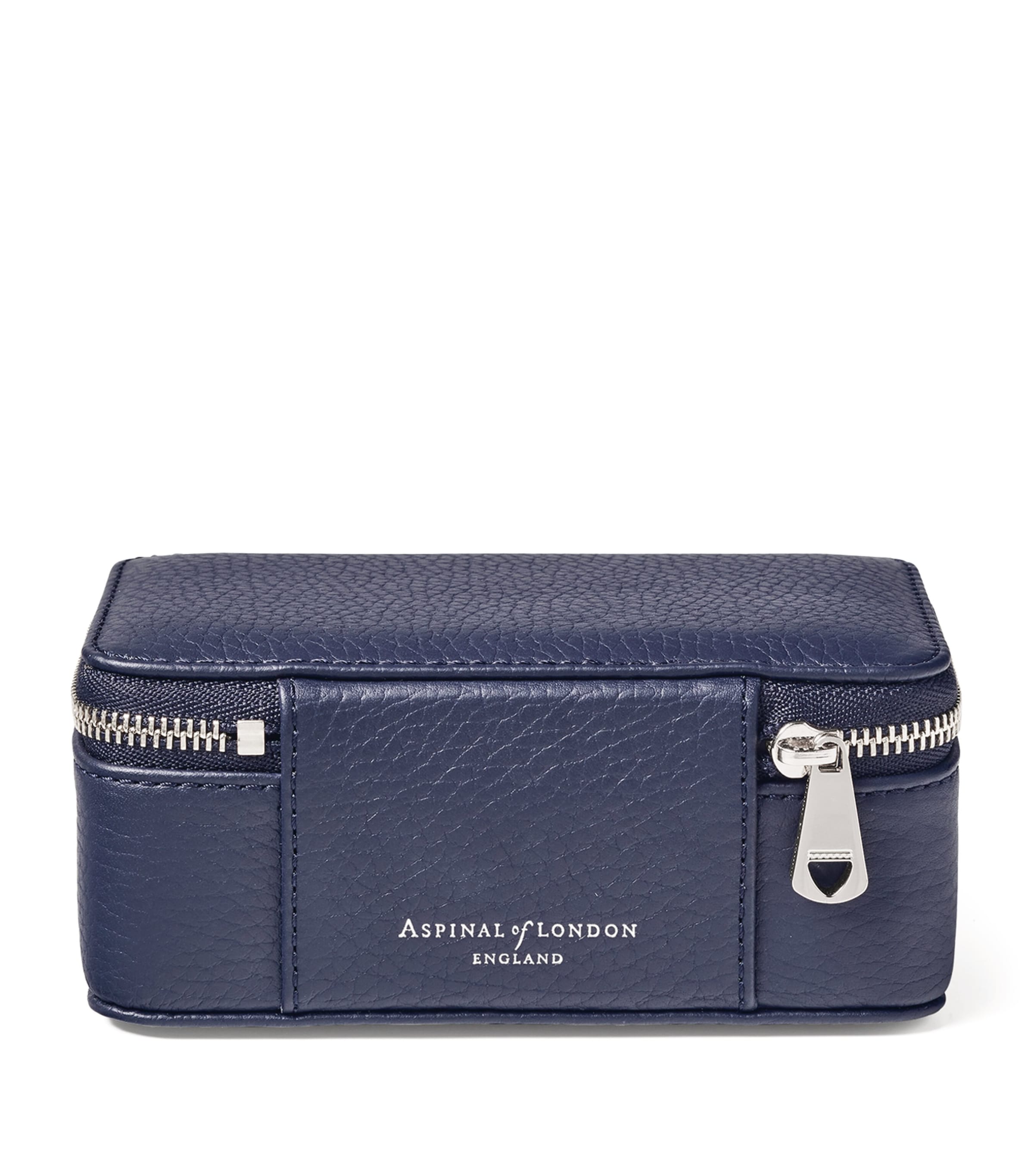 Medium Leather Travel Jewellery Box NAVY Image 2