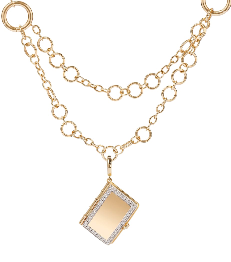 Yellow Gold and Diamond Mythology Book Locket Charm YELLOW GOLD Image 4
