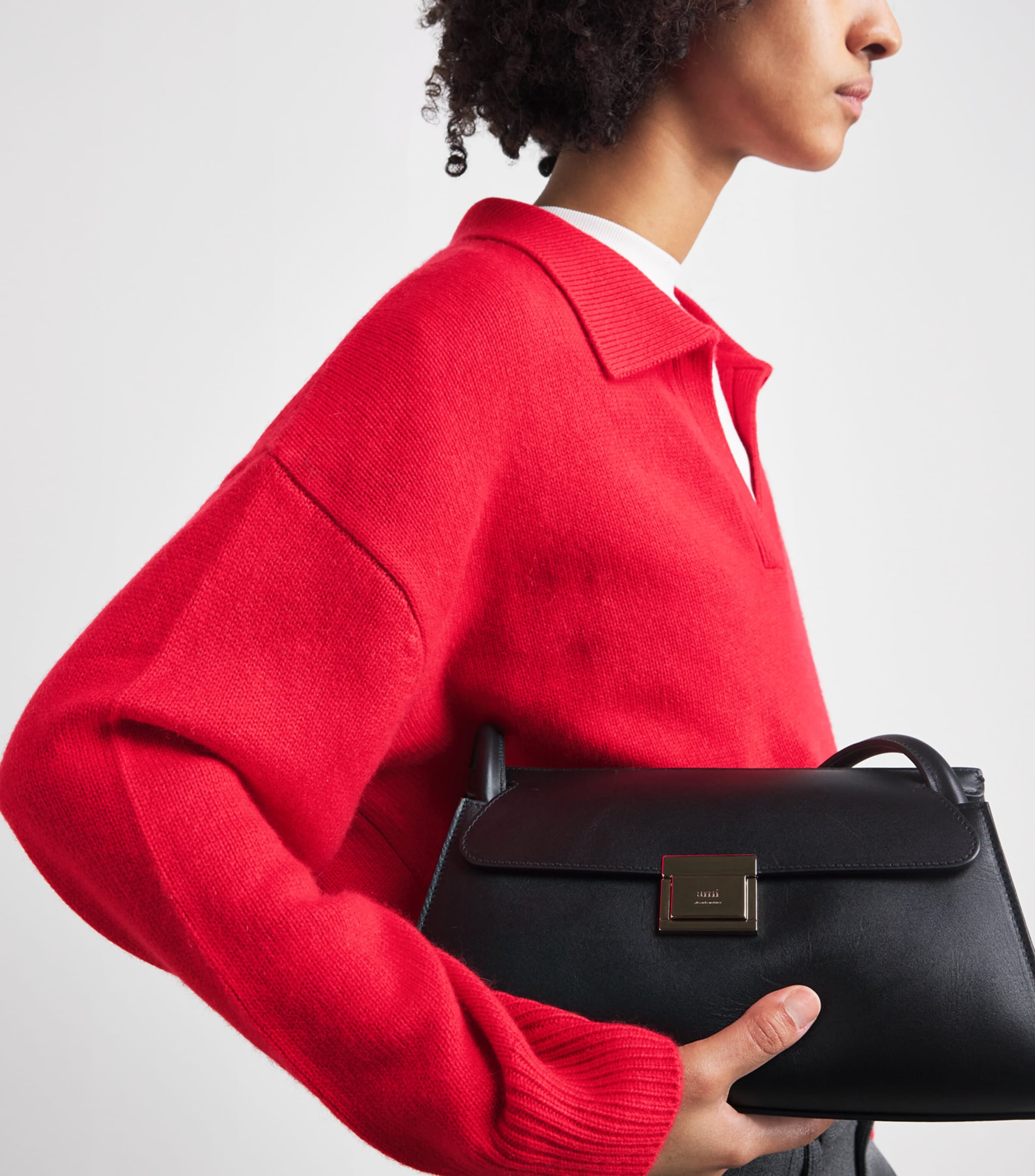 Soft Goat Womens Cashmere Polo Sweater Rouge Image 3