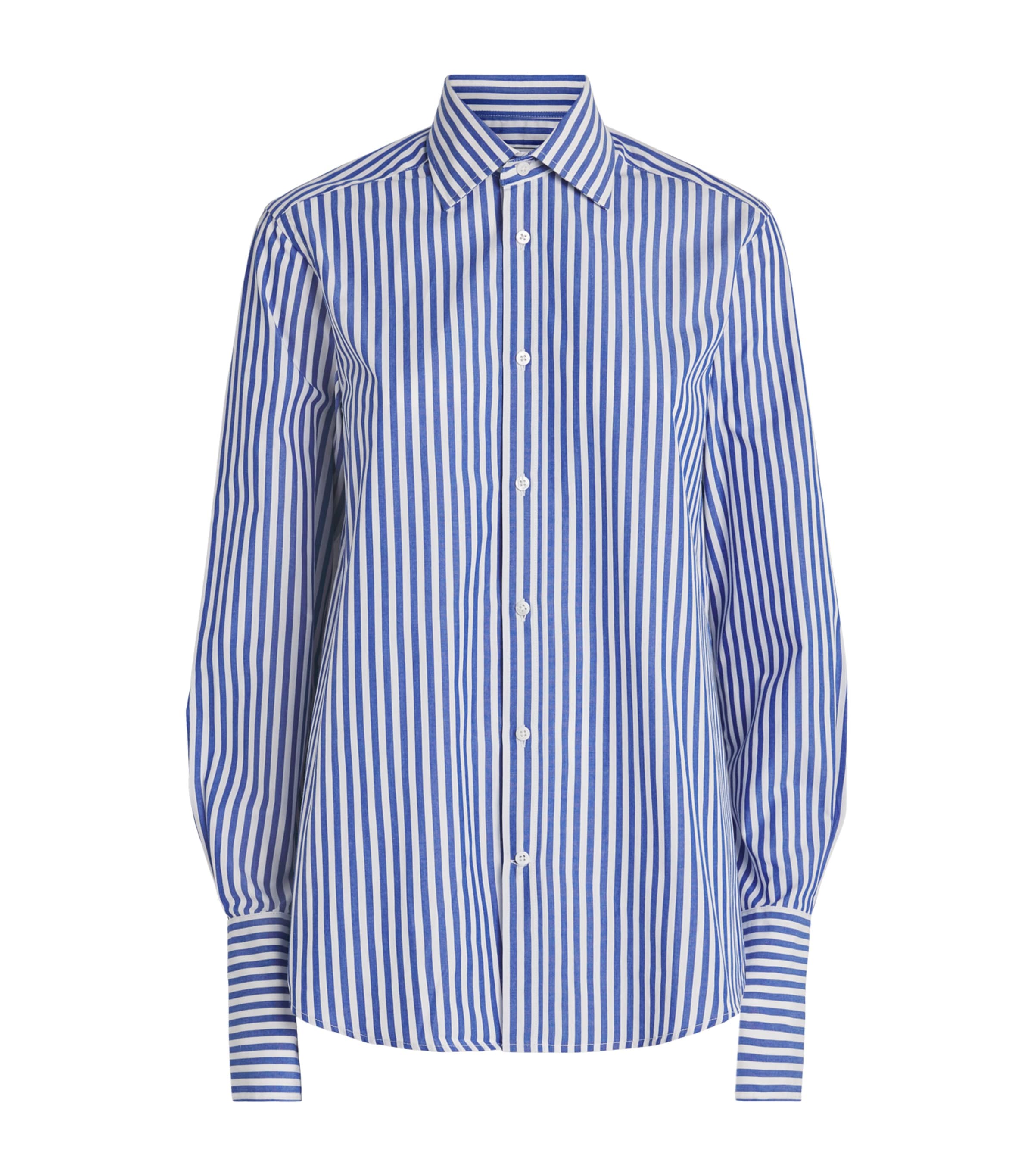 Cotton Poplin Boyfriend Shirt ROYAL BLUE STRIPE Image 1