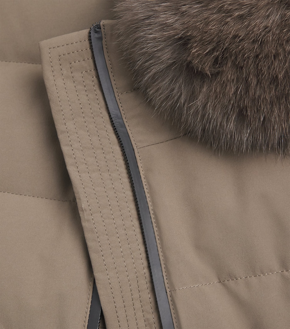 Down-Fox Fur Belted Ski Jacket A8207 Image 5