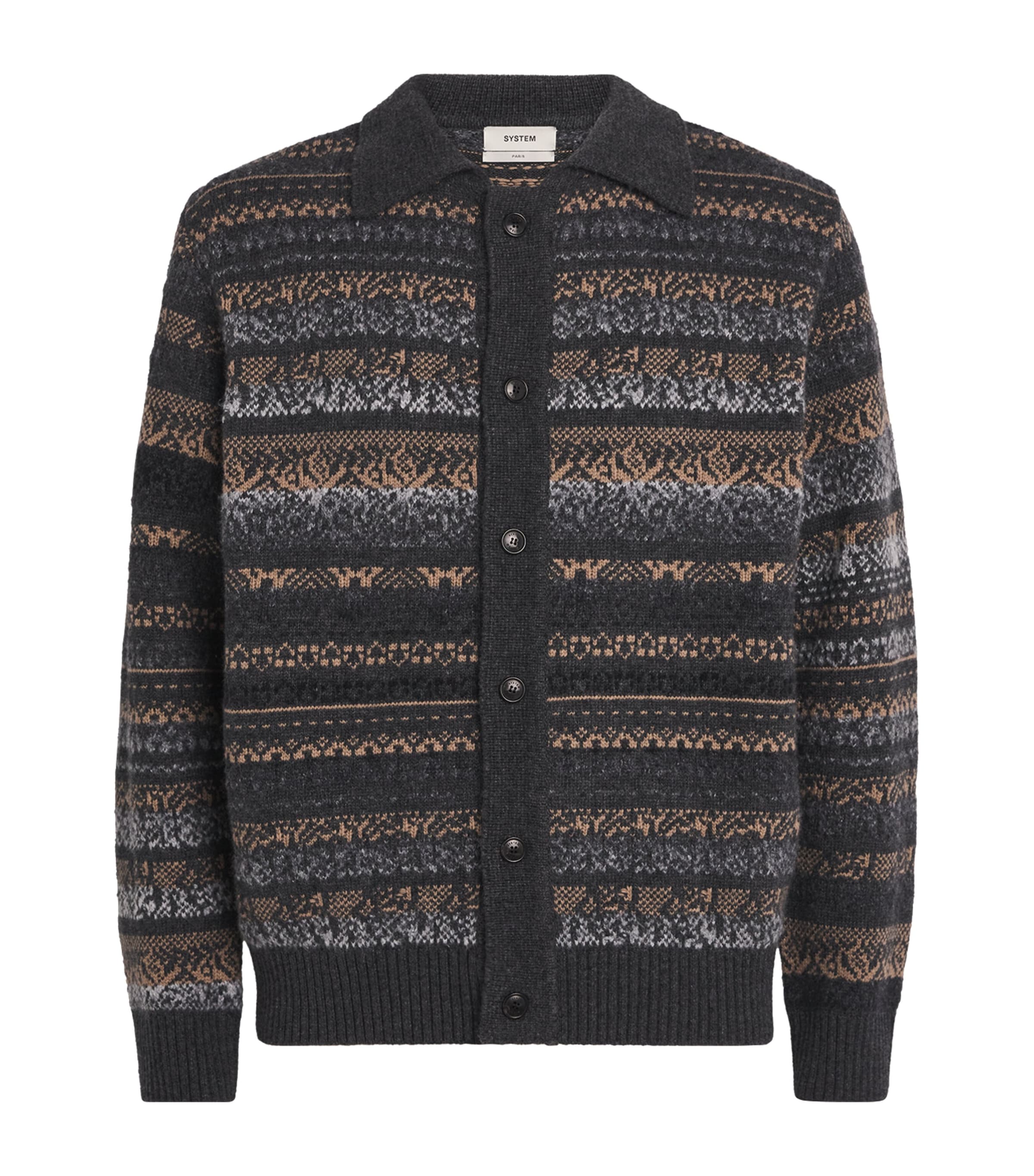 System Fair Isle Cardigan In Gray
