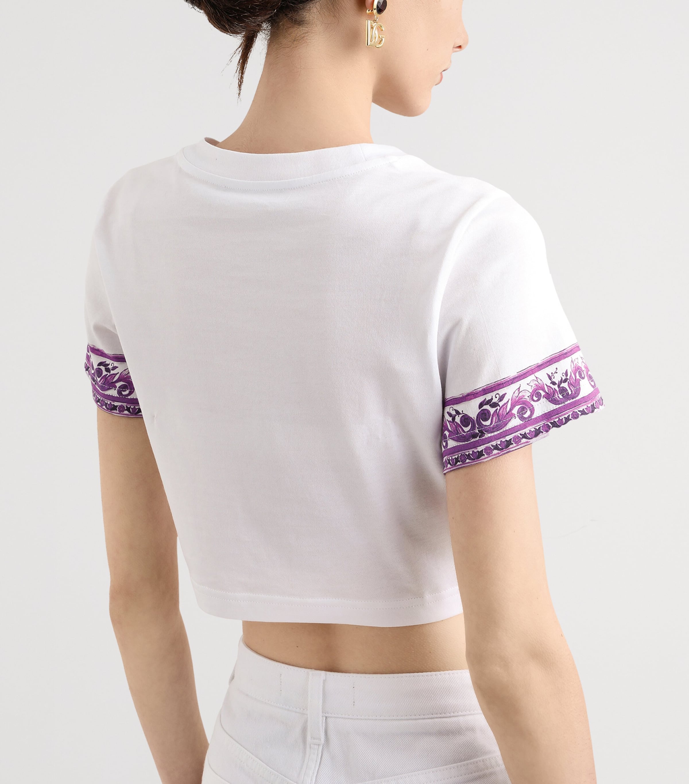 Cotton Tie-Front Cropped T-Shirt I03TN-MAIOLICA 3 Image 4