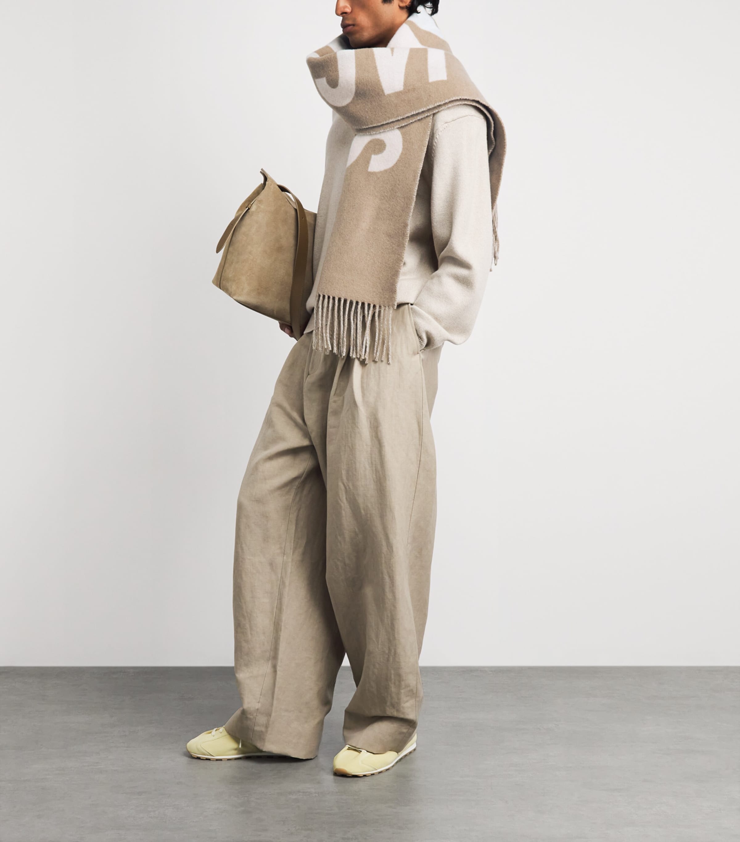 Jacquemus Virgin Wool Logo Scarf Taupe Image 3