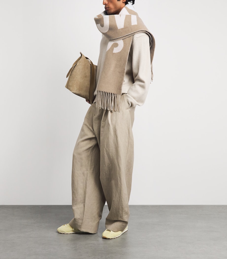Jacquemus Virgin Wool Logo Scarf Taupe Image 3