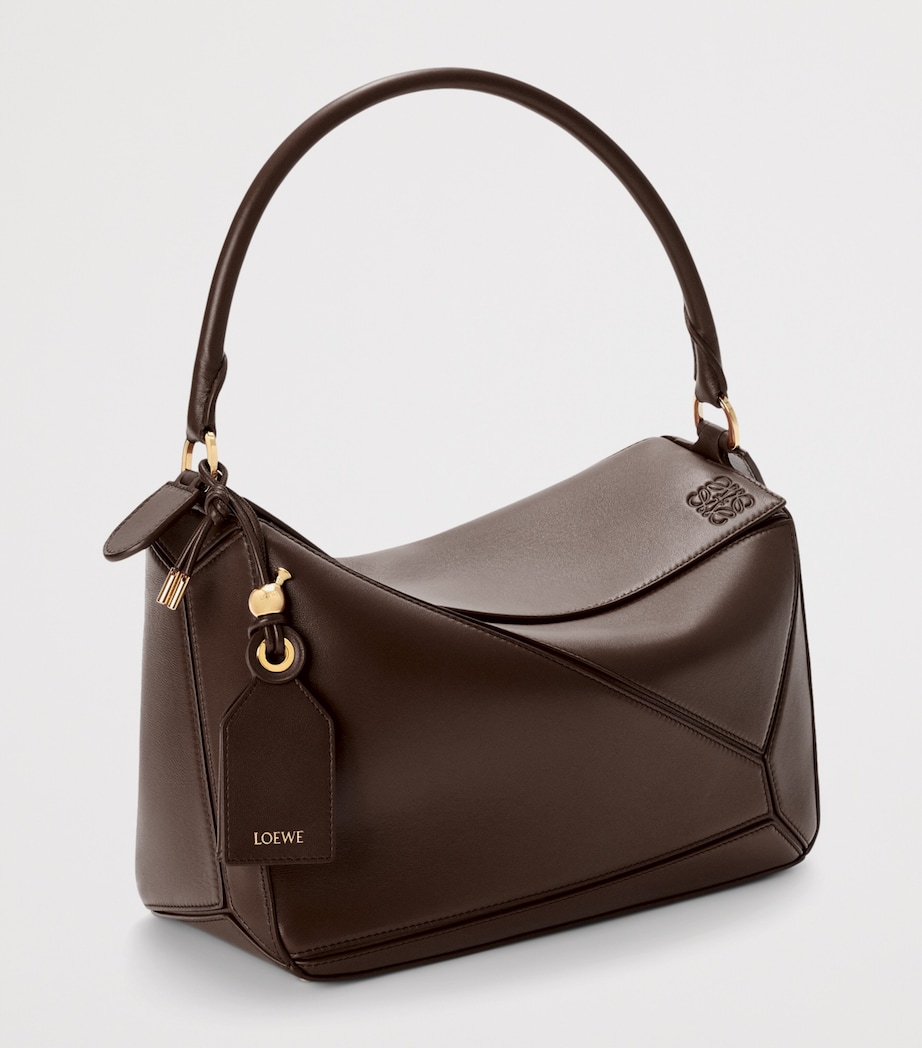 LOEWE Womens Medium Leather Puzzle Top-Handle Bag Dark Chestnut Image 2