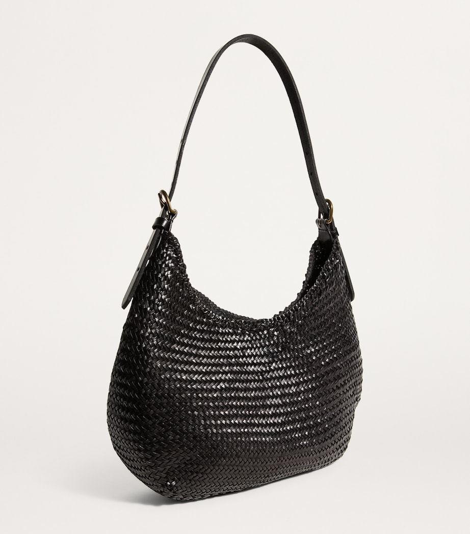 Leather Luna Mezza Tote Bag BLACK Image 3