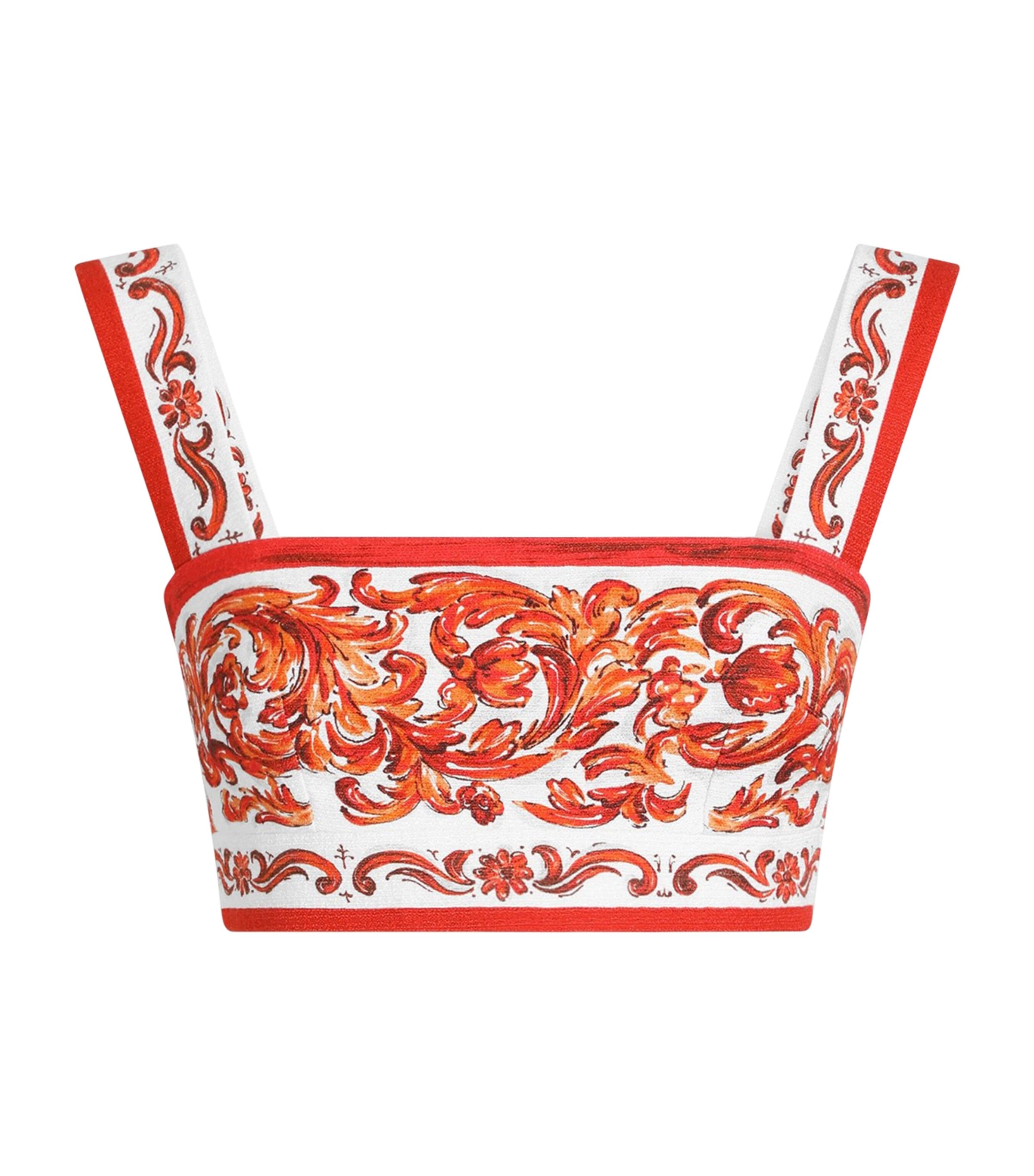 Dolce&Gabbana Womens Majolica Print Crop Top Combined Colou Image 1
