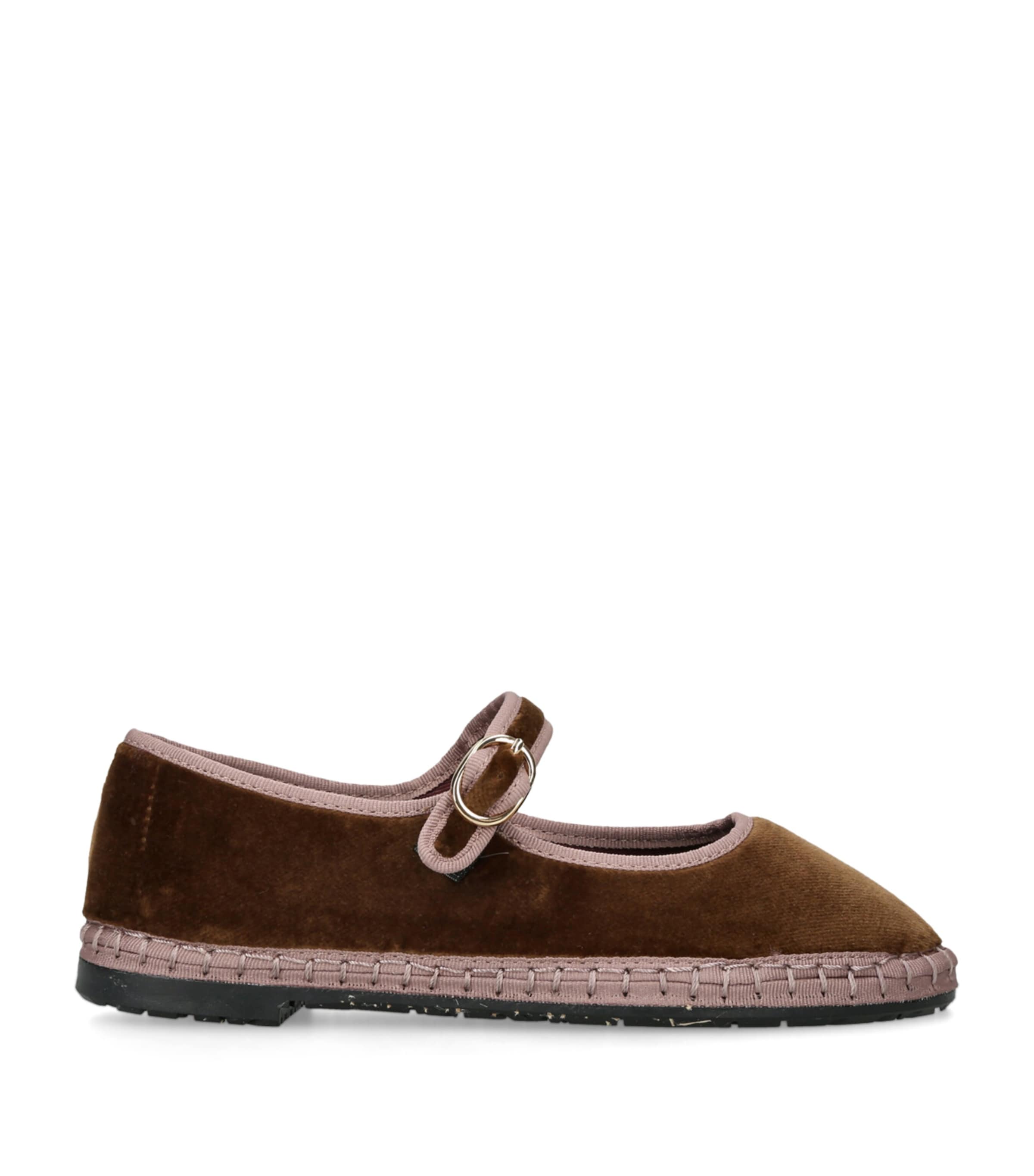 Flabelus Brown Kids' Balthasar Velvet Ballet Flats Eur 24 / 7 Uk In Brown