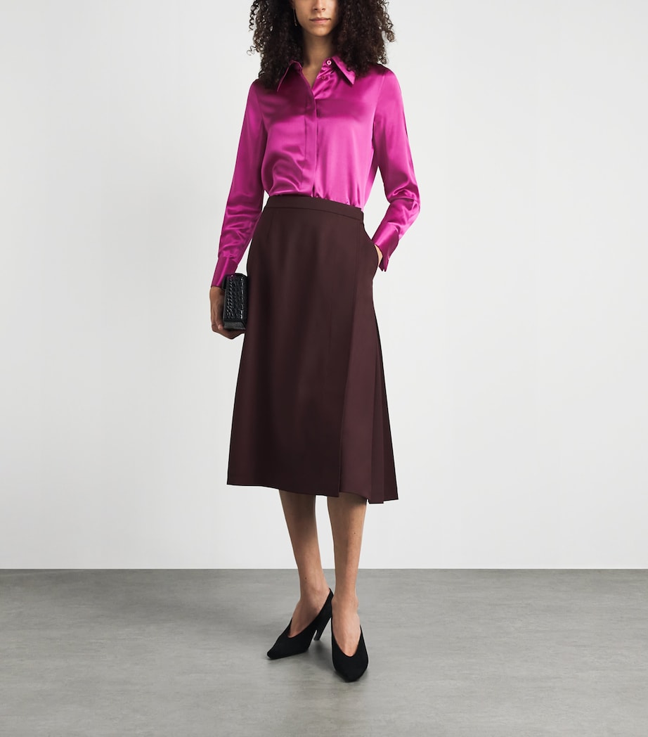 Lafayette 148 Womens Silk Shirt Mulberry Image 2