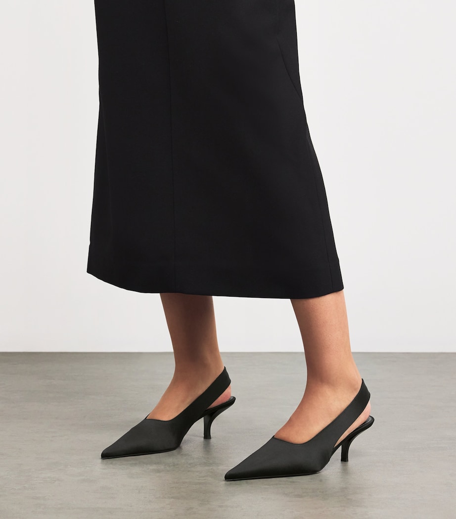 Satin Classic Slingback Pumps 55 BLACK Image 2