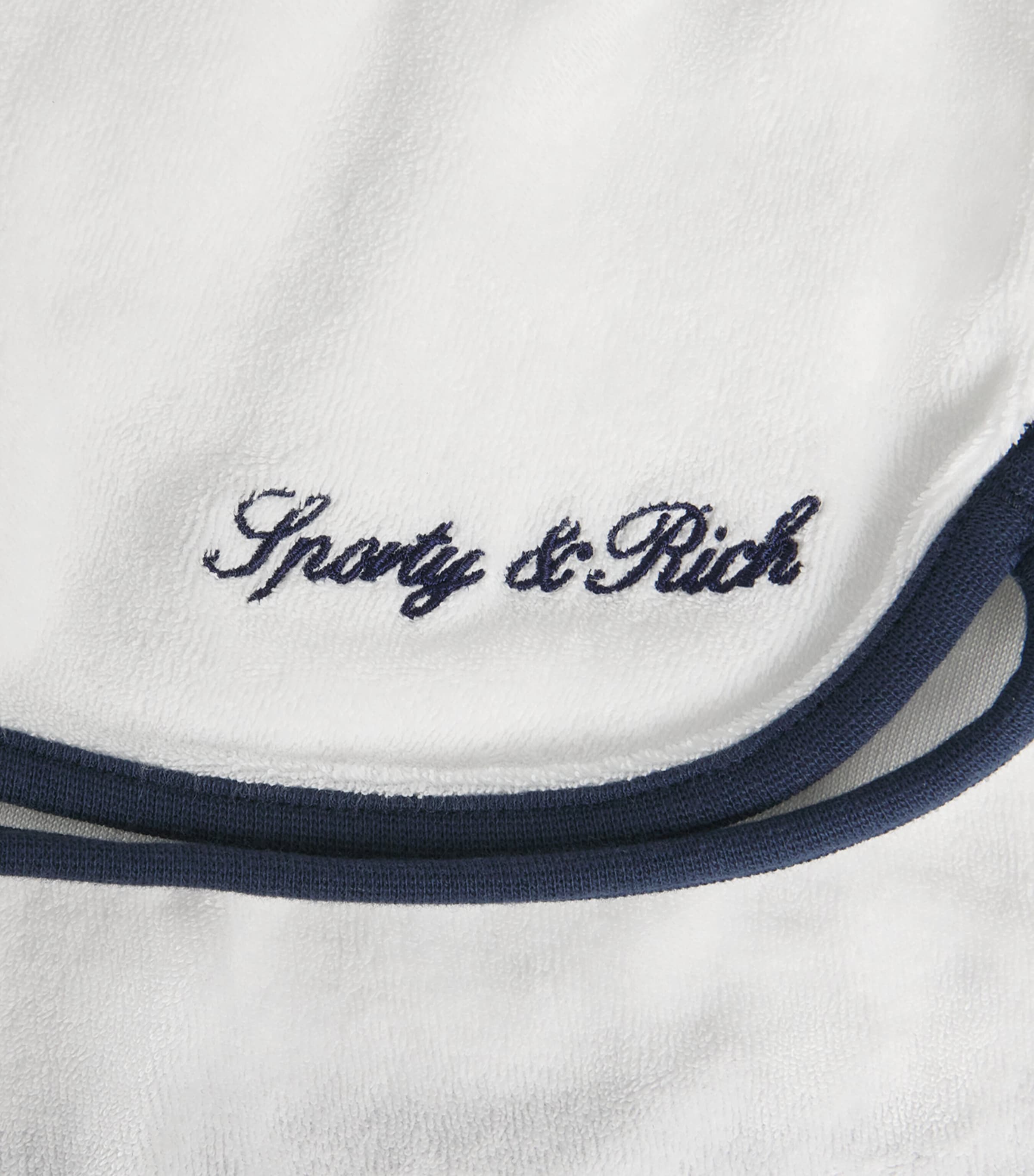 Sporty & Rich Womens Terry Cotton Signature Logo Shorts White/dark Navy Image 6