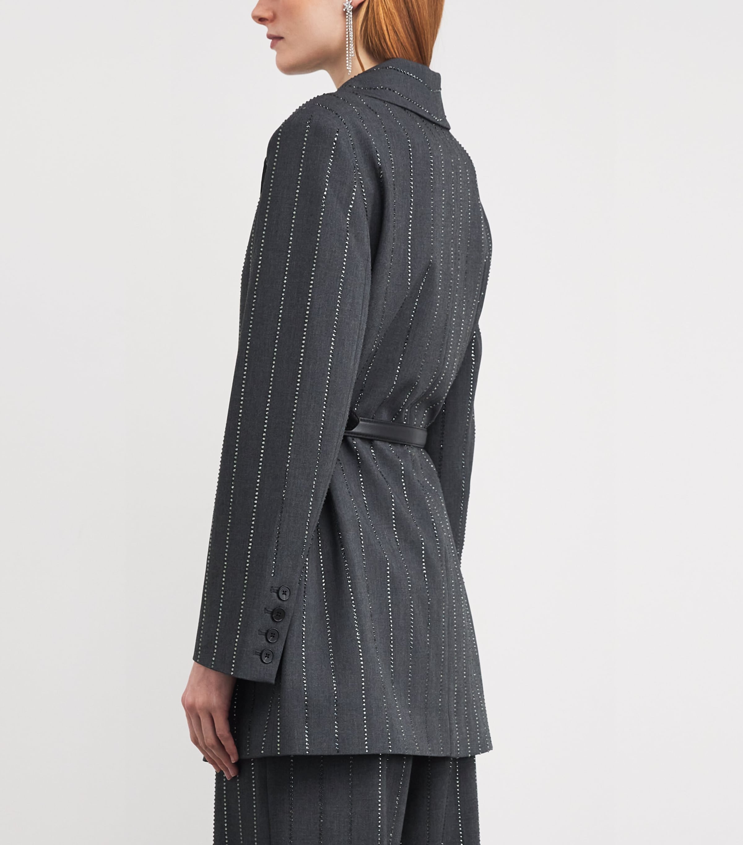 Embellished Pinstripe Blazer GREY Image 4