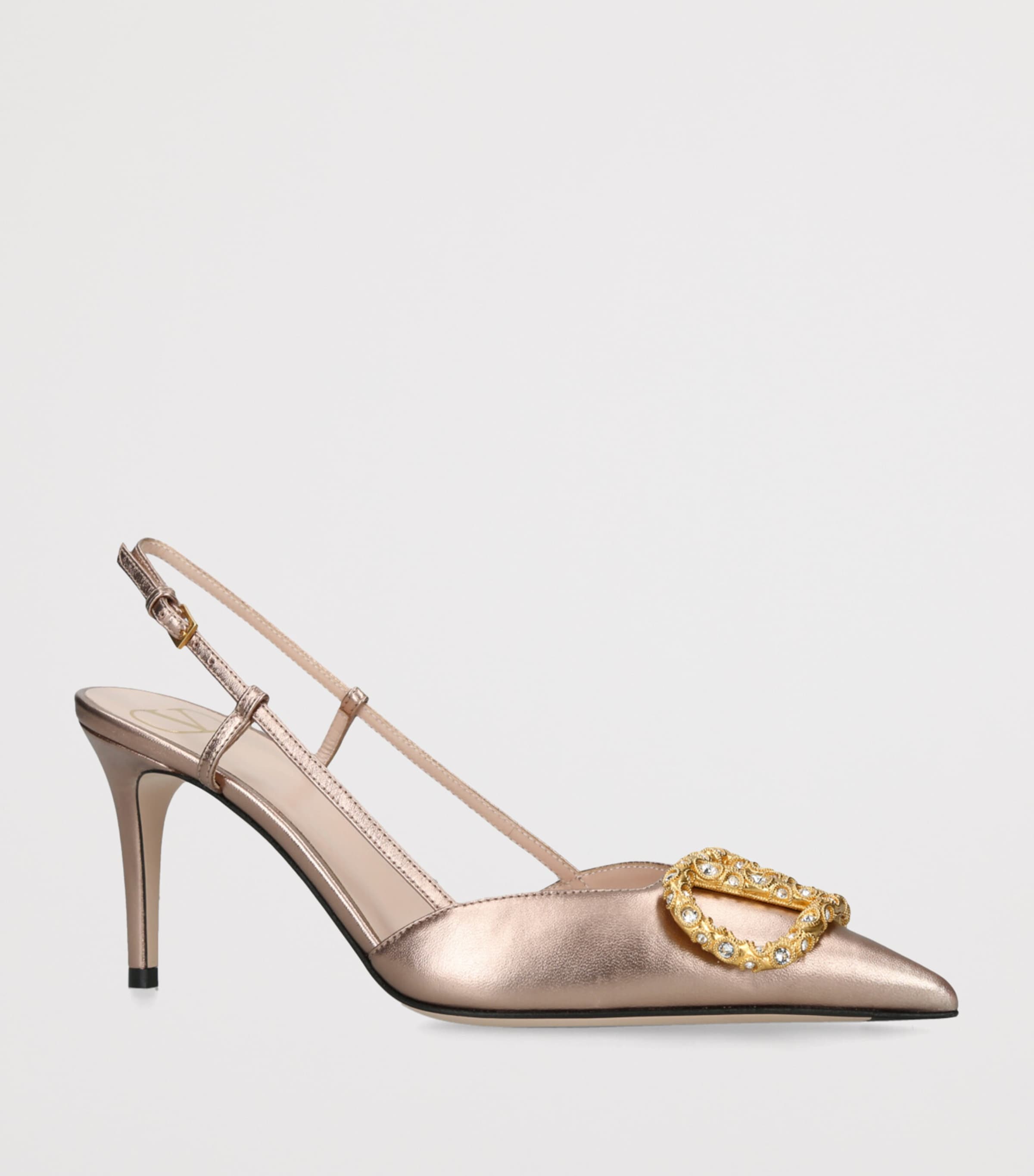 Leather Embellished VLogo Slingback Pumps 80 BLUSH Image 3