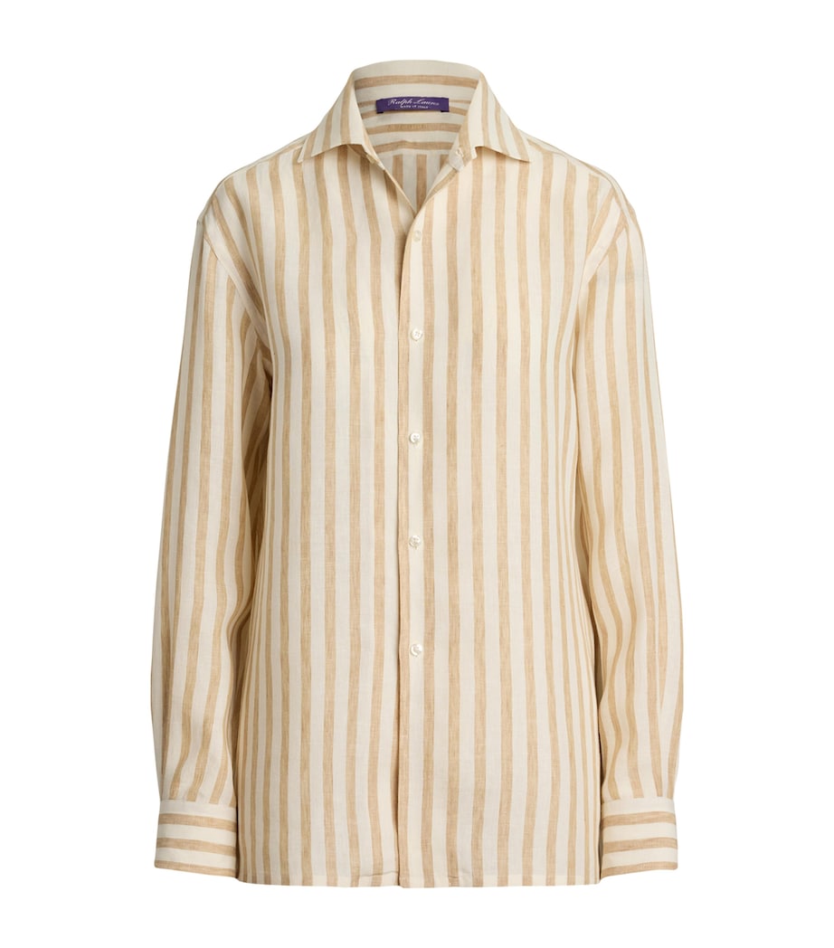 Linen Stripe Shirt CREAM/TAN Image 1