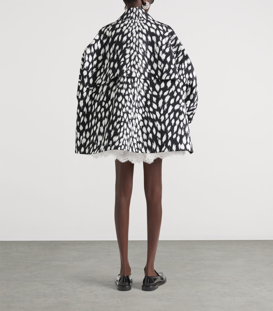 Animal-Print Coccon Trench Coat BLACK Image 3