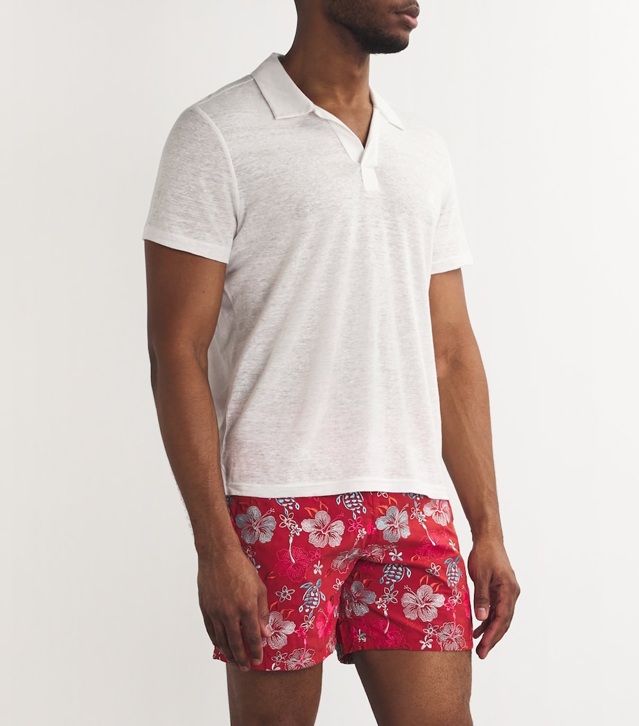 Linen Pyramid Polo Shirt 010 WHITE Image 3