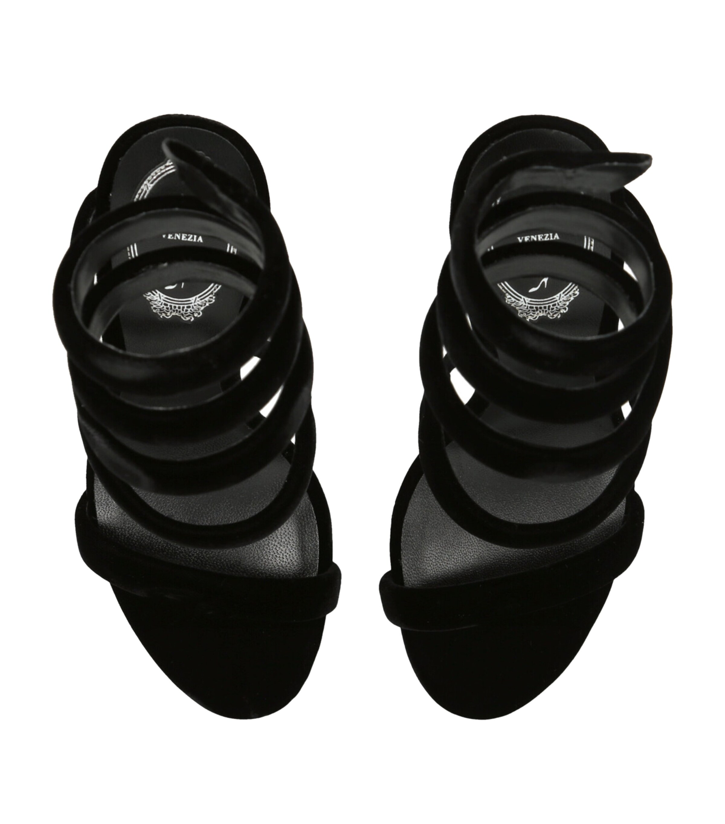 René Caovilla Velvet Cleo Sandals 105 Black Image 3