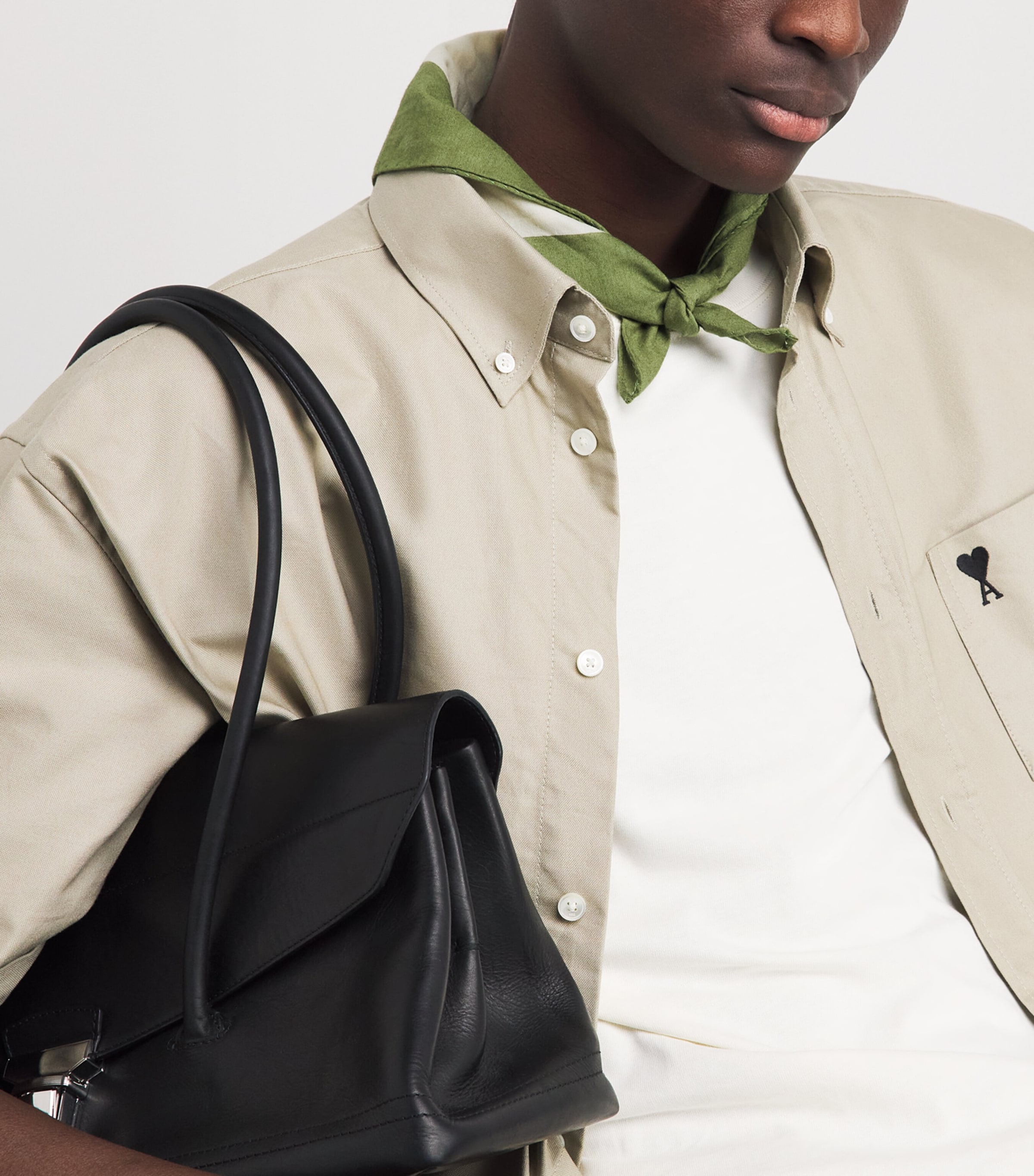 AMI Paris Cotton Ami de Coeur Scarf Matcha Image 2