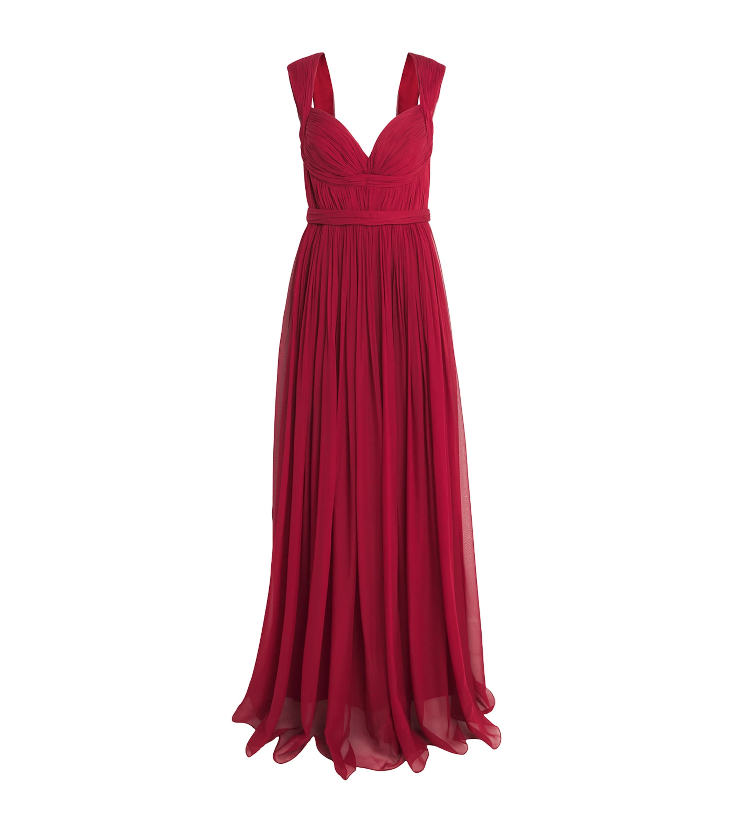 Pamella Roland Womens Chiffon Plunge Gown Burgundy Image 1