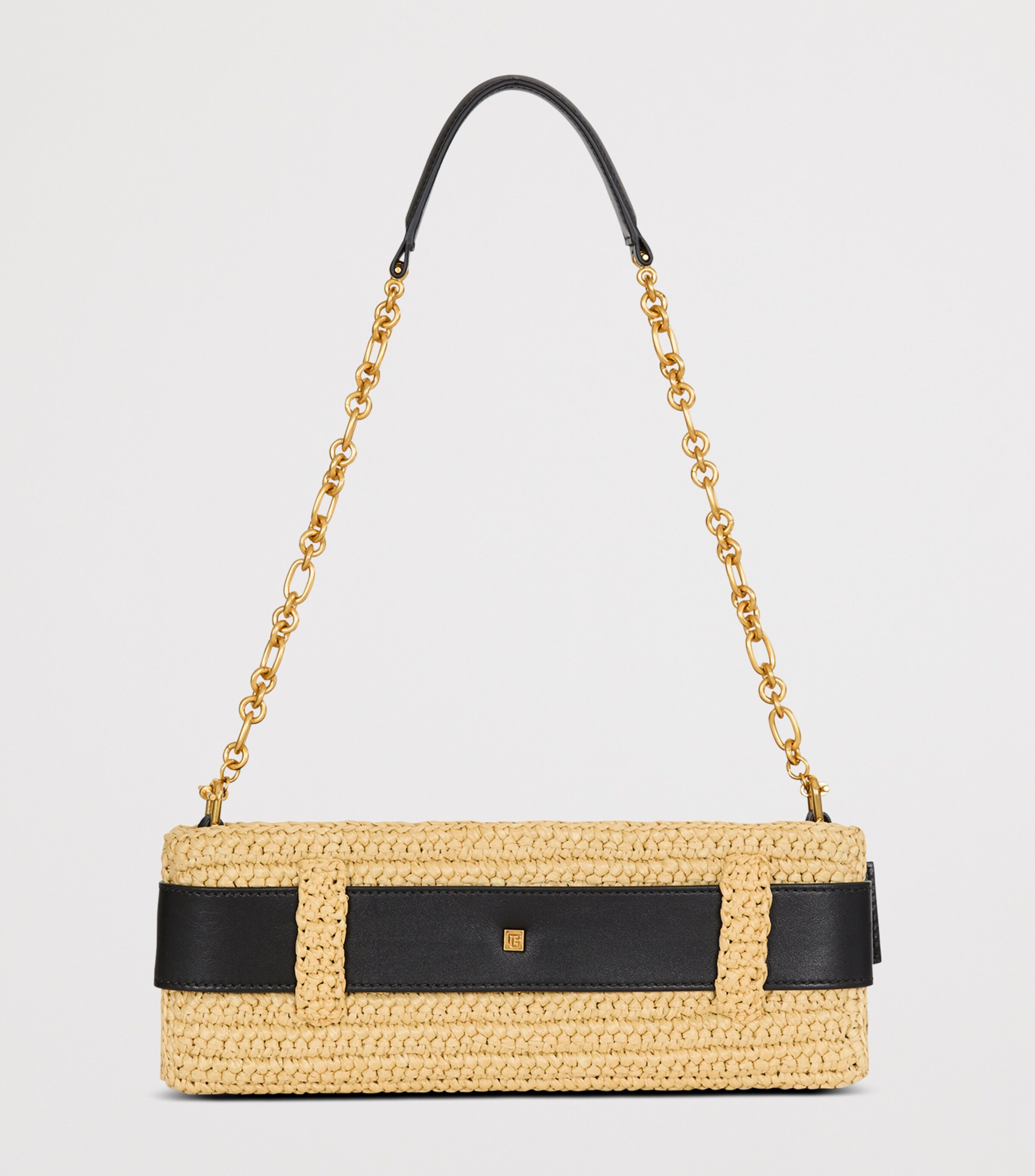 Balmain Faux Raffia Anthem Clutch Bag Gte Naturel / Noir Image 8