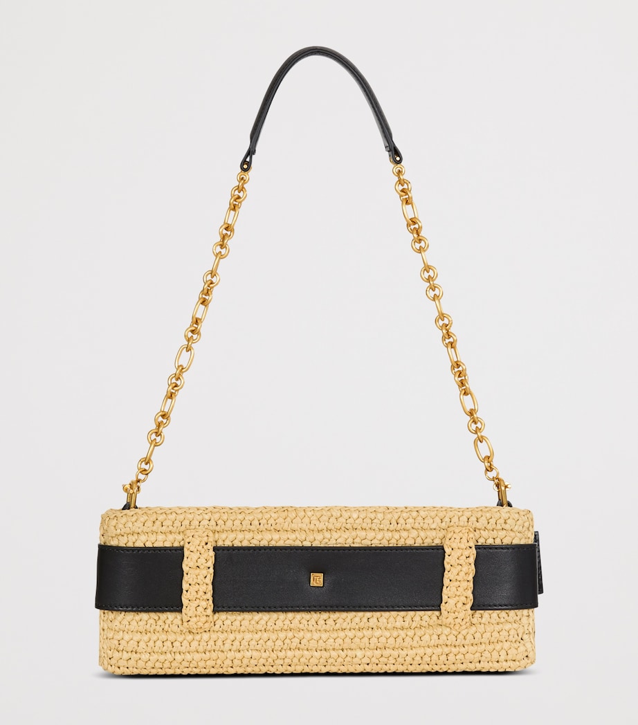 Balmain Faux Raffia Anthem Clutch Bag Gte Naturel / Noir Image 8