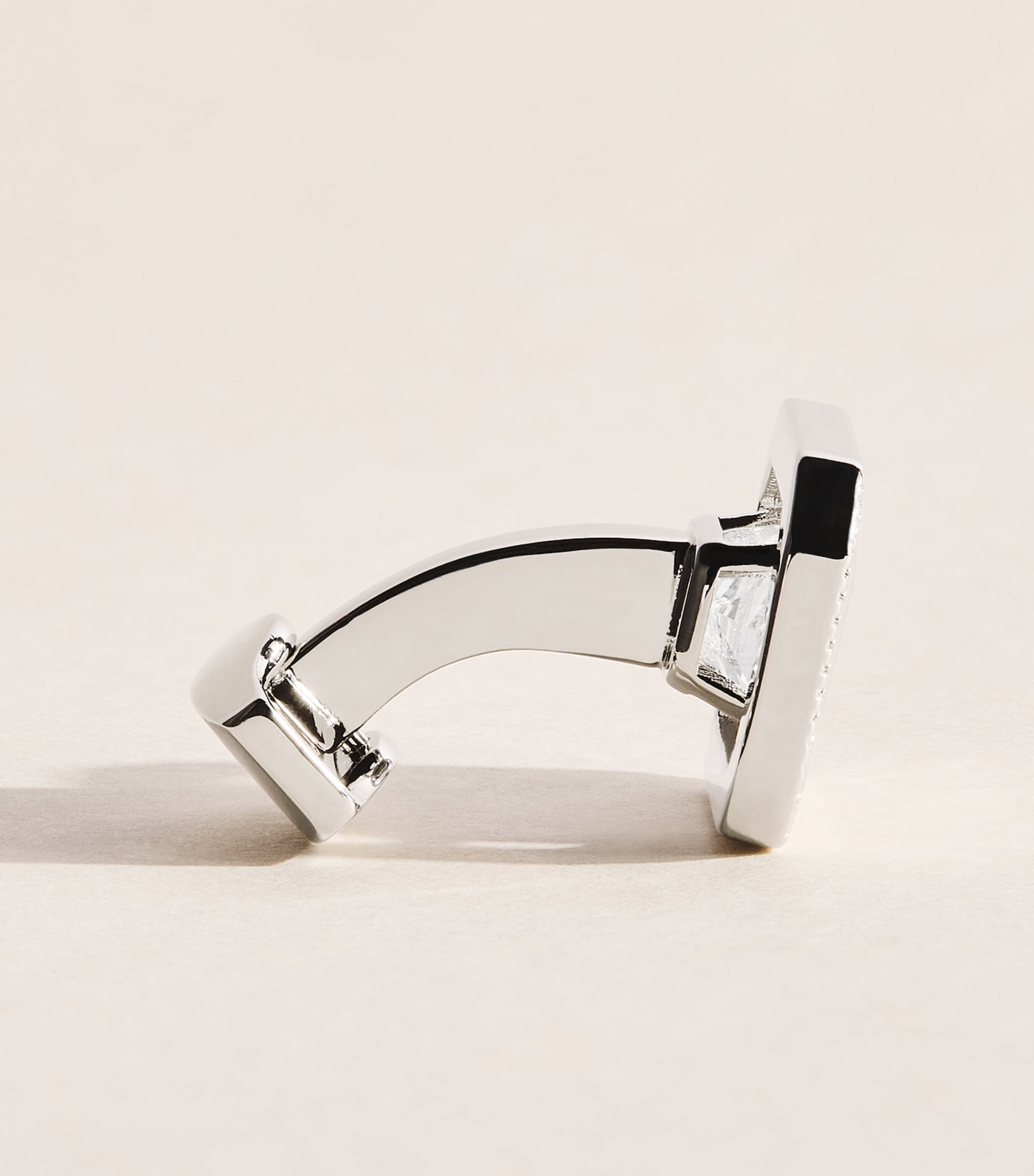 Tateossian Rhodium-Plated and Cubic Zirconia Halo Rectangle Cufflinks Clear Image 4