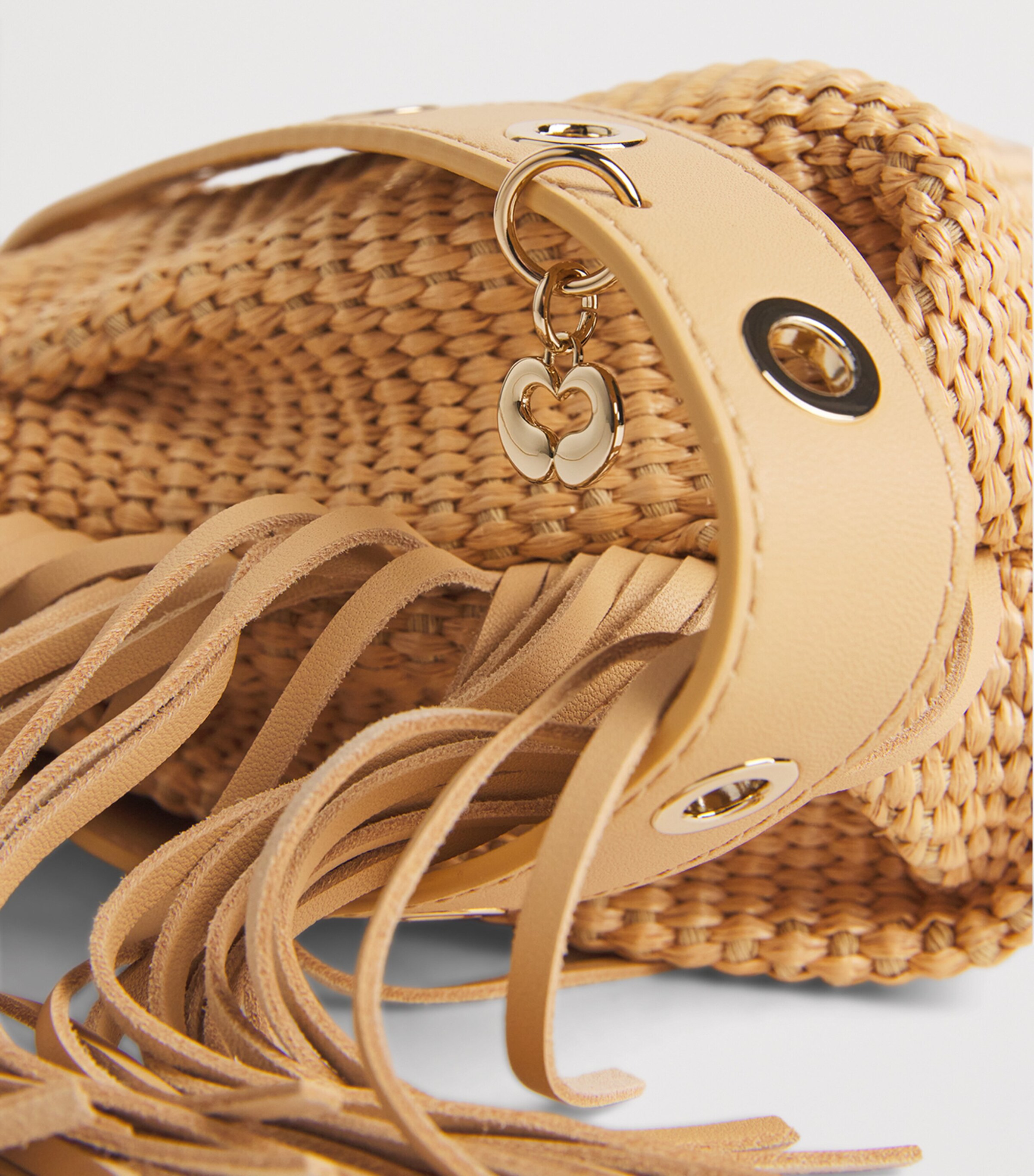 Maje Raffia-Effect Miss M Shoulder Bag Beige Image 7