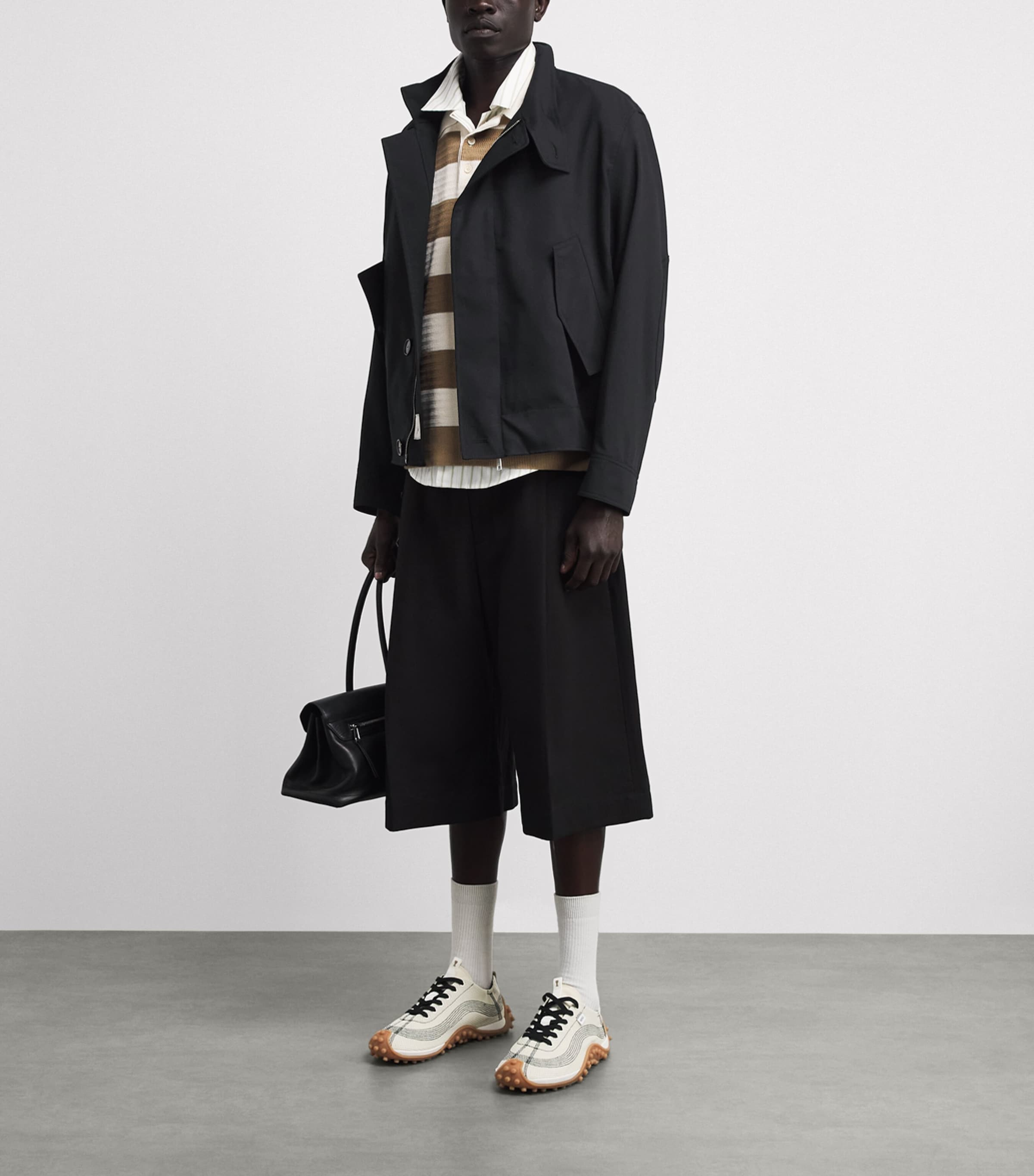 AMI Paris Mens Virgin Wool Harrington Jacket Noir Image 2