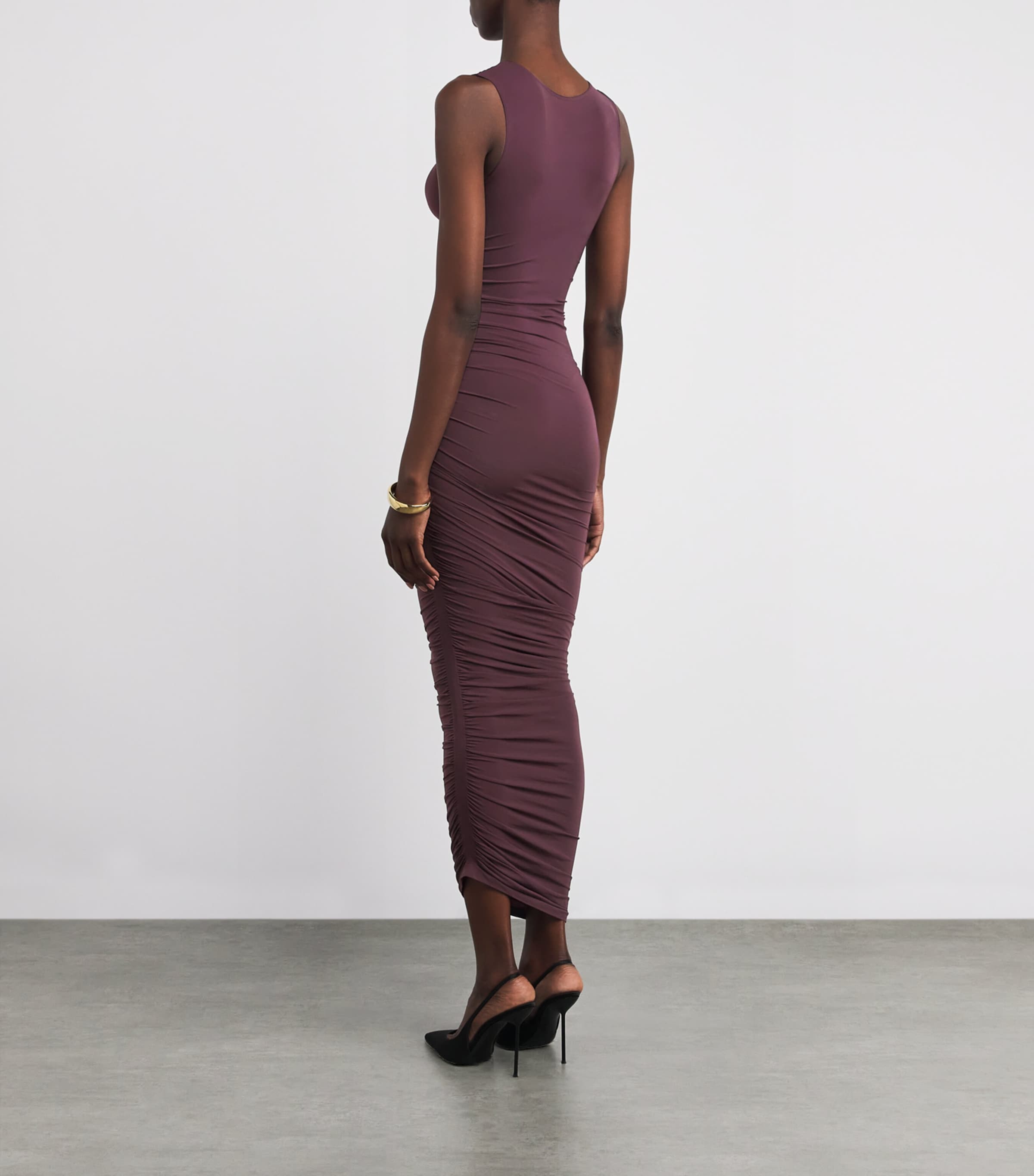 Sheer Ruched Maxi Dress 3249 WILD PLUM Image 3