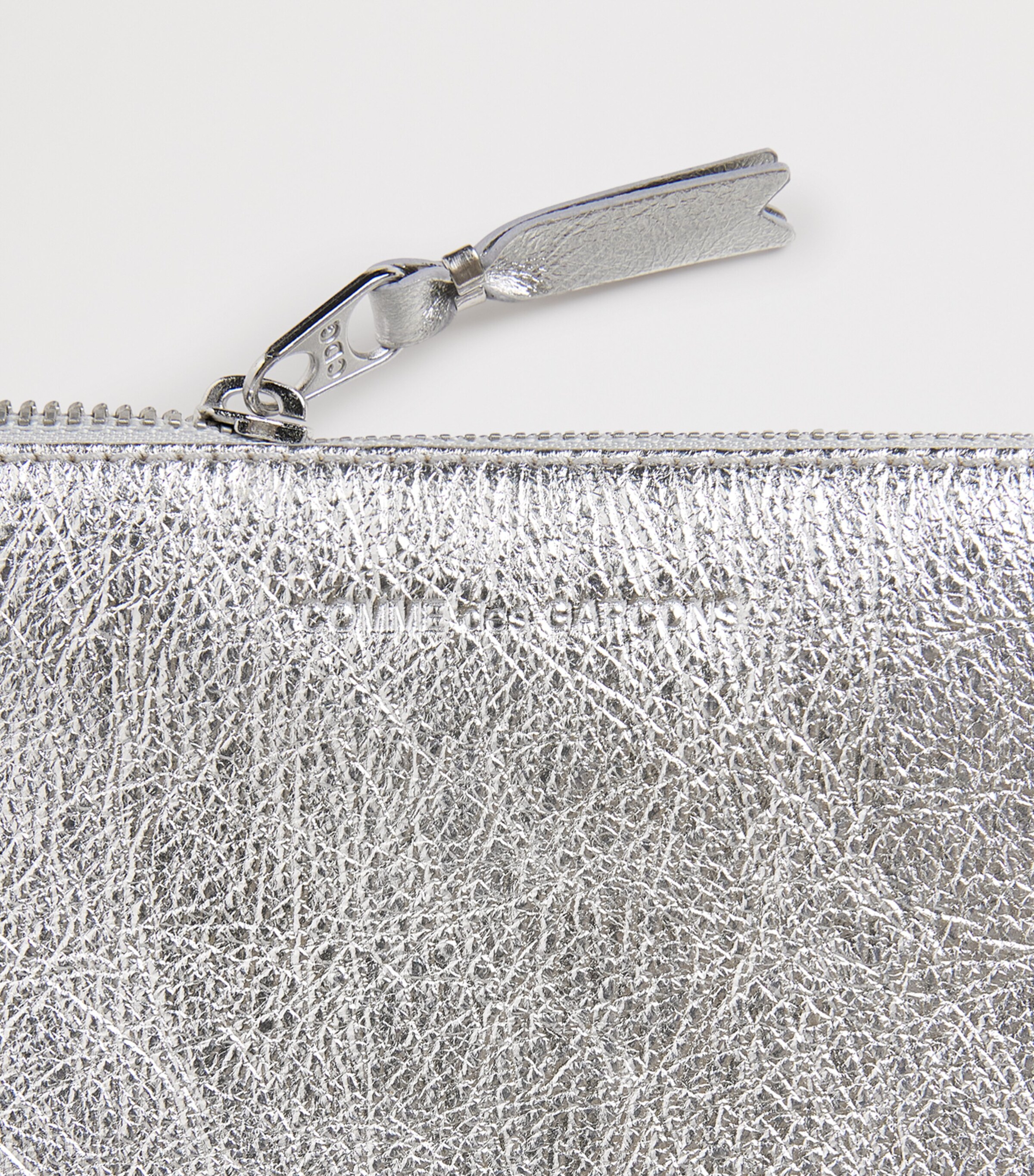 Comme Des Garçons Wallet Large Leather Pouch Silver Image 4