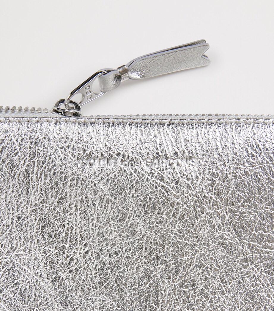 Comme Des Garçons Wallet Large Leather Pouch Silver Image 4