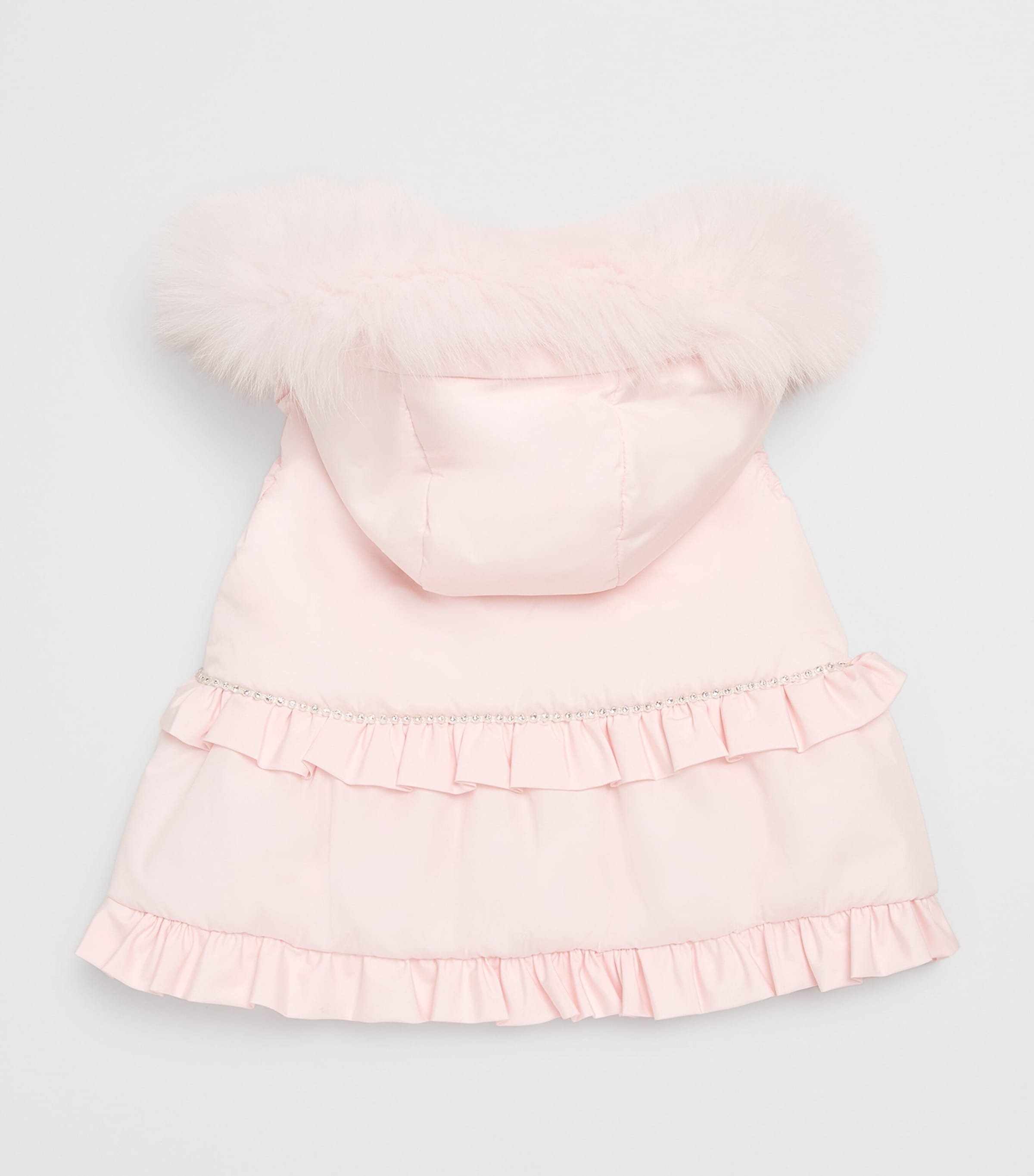 Fox Fur-Trim Crystal Padded Gilet (3-24 Months) ROSA Image 2