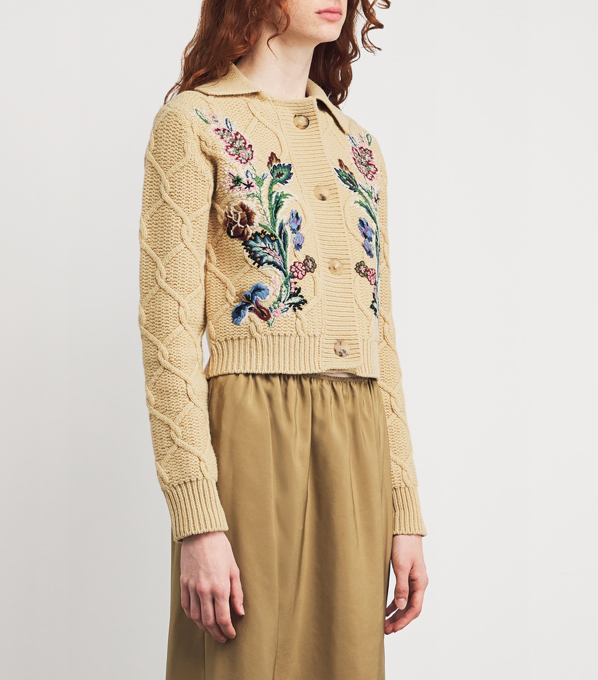 Etro Yellow Wool-Cashmere Embroidered Cardigan | Harrods LU