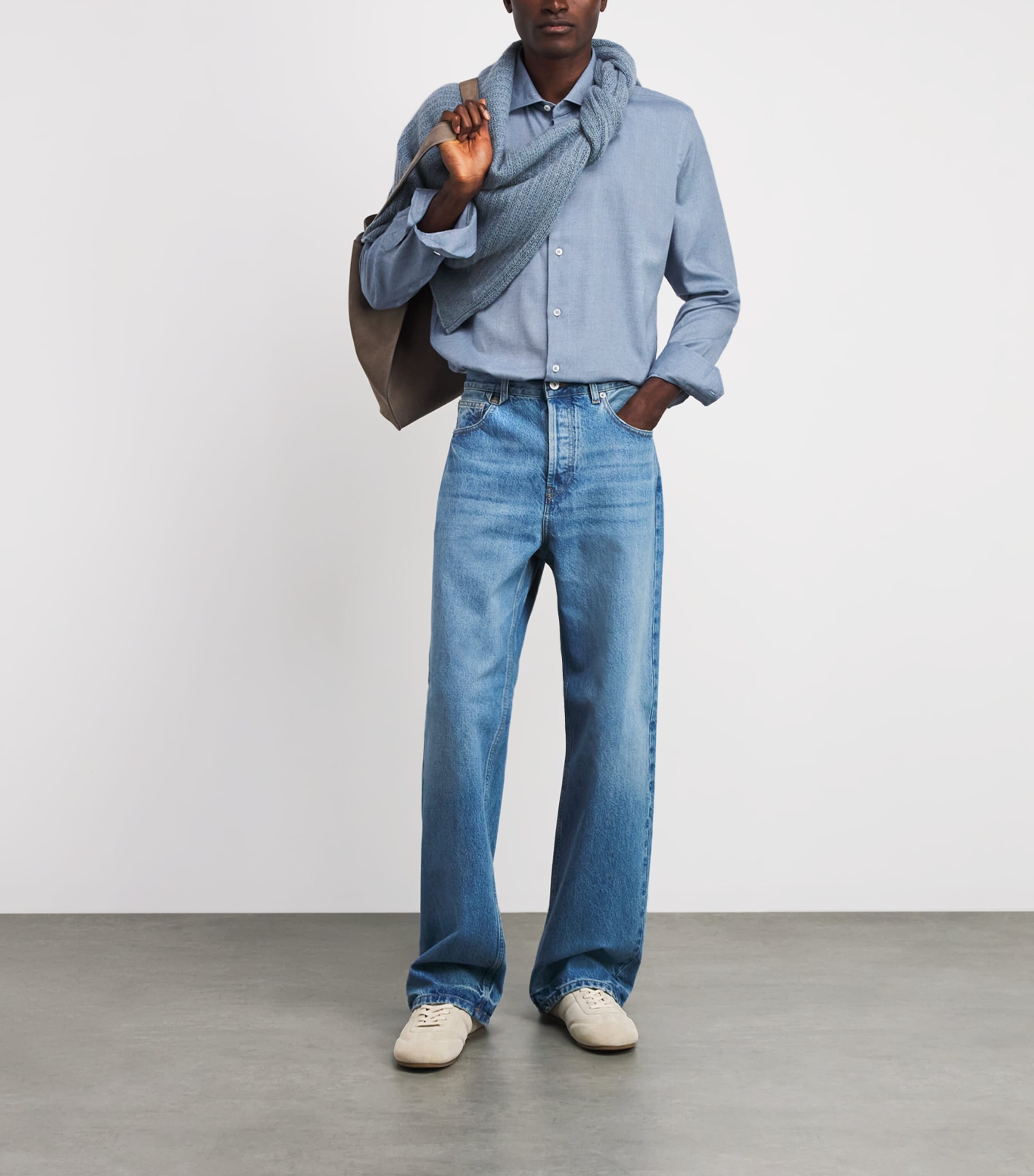 Maurizio Baldassari Mens Cotton-Lyocell Santini Shirt Air Blue Image 2
