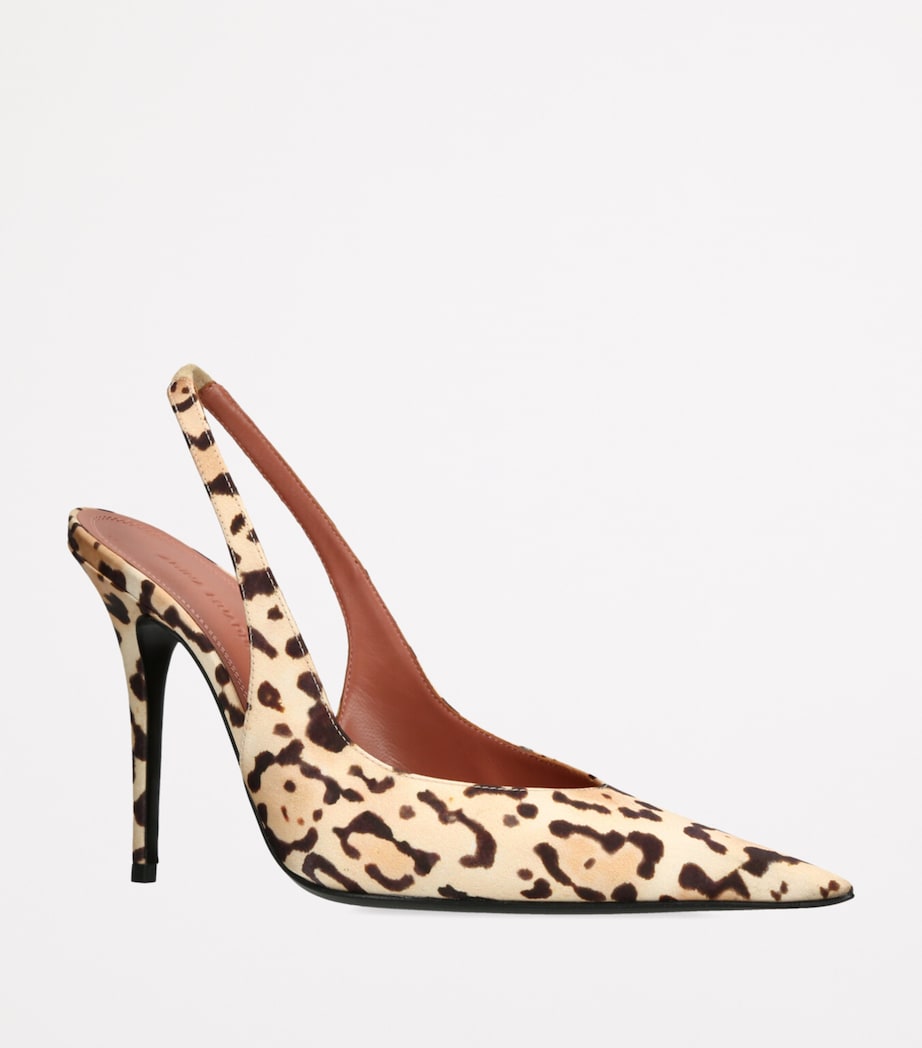 Satin Leopard Anok Slingback Pumps 105 DK.BRN COM Image 3
